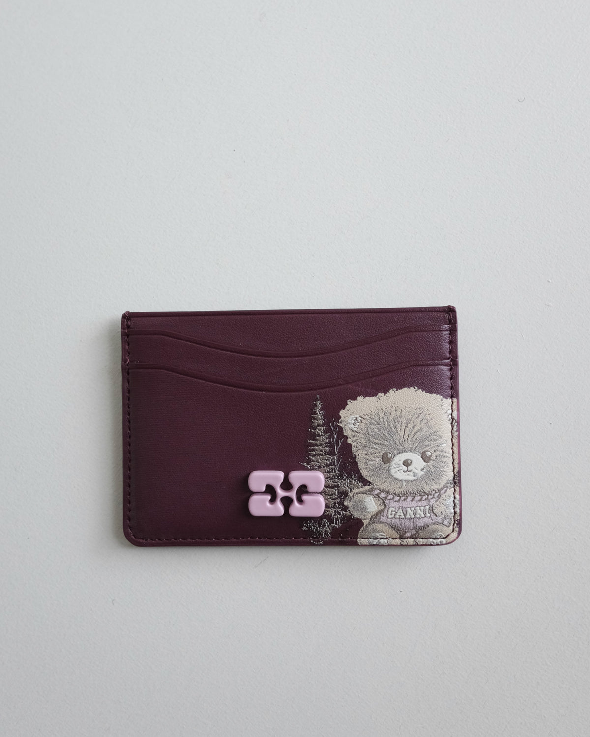 Ganni Bou Card Holder, Burgundy