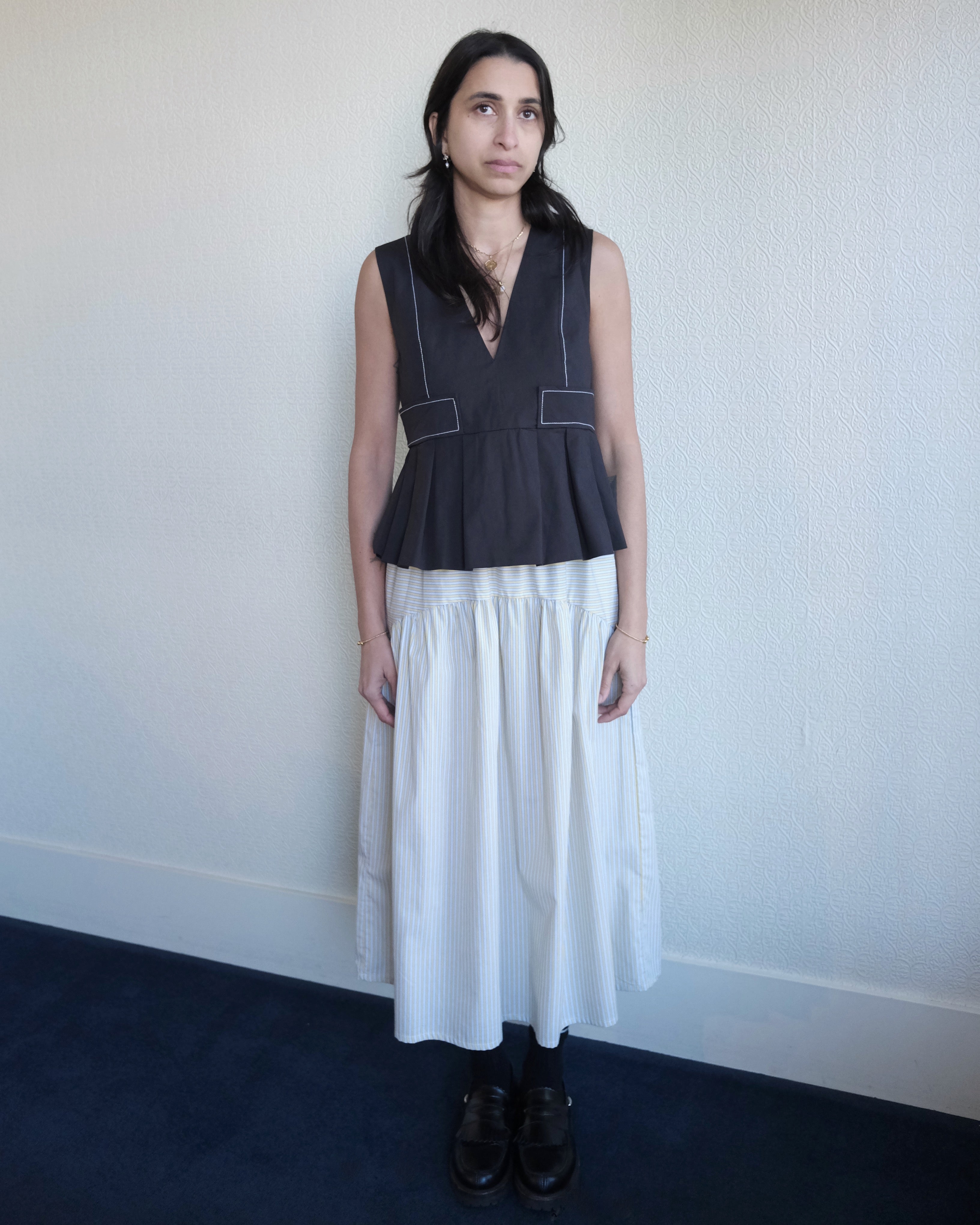 V Neck Pocket Blouse, Black