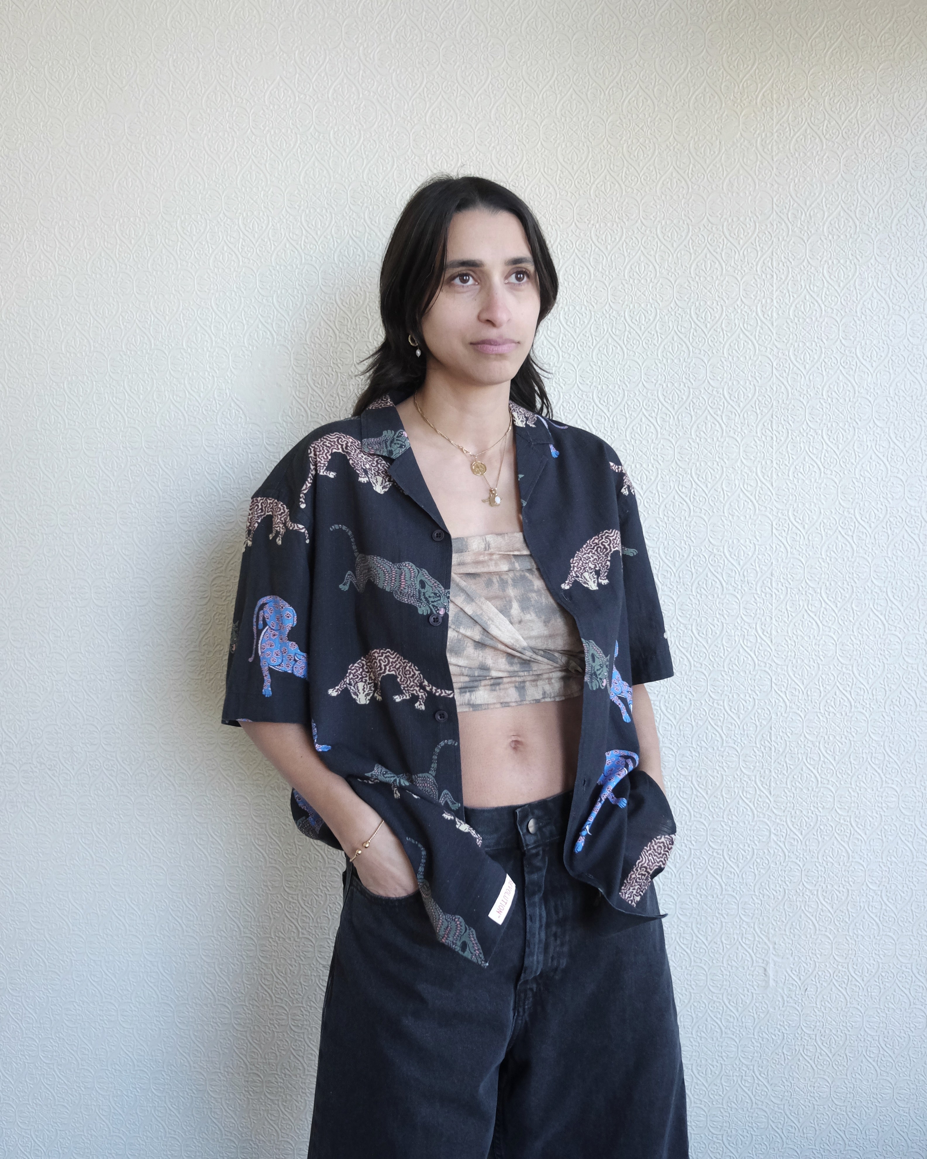 Tiger Button Up, Cuban Collar