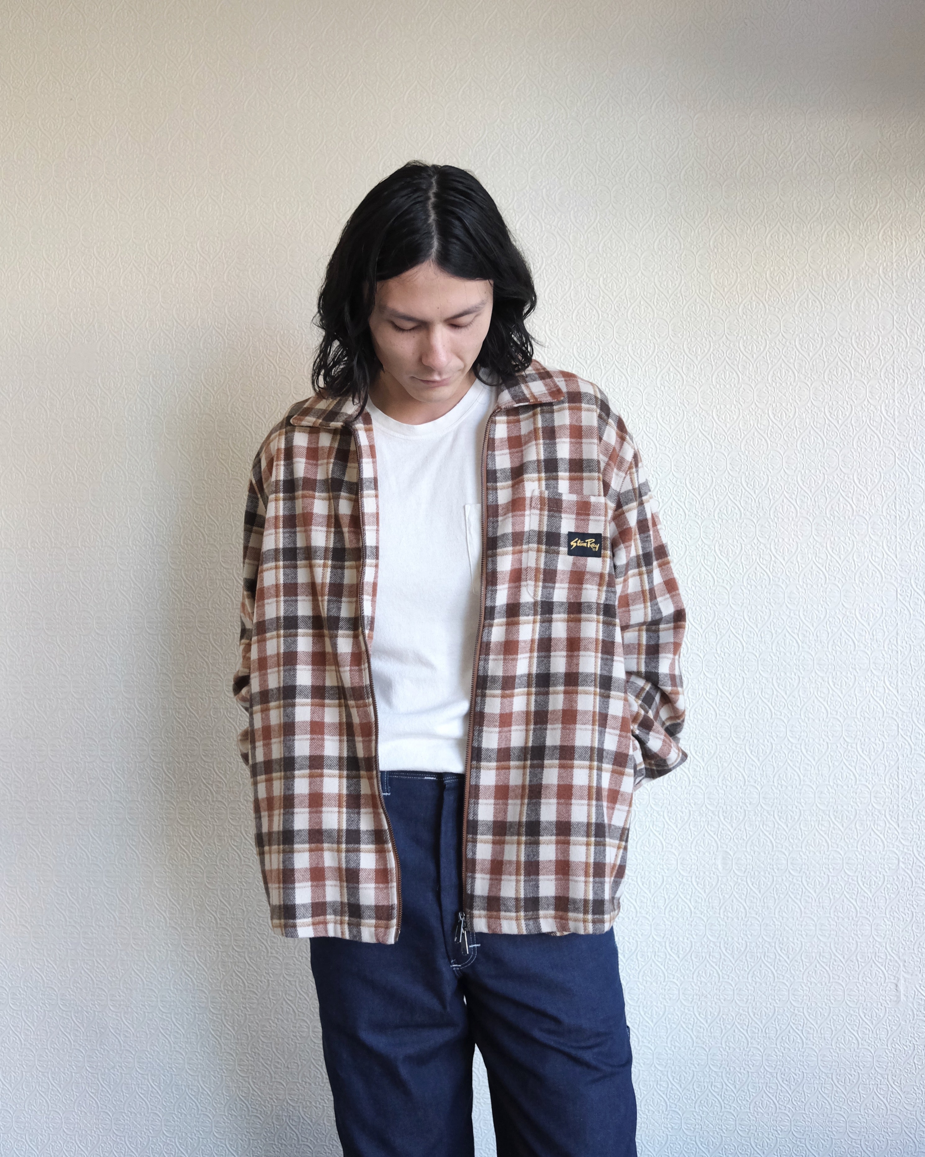 Zip Shirt, Tan Plaid