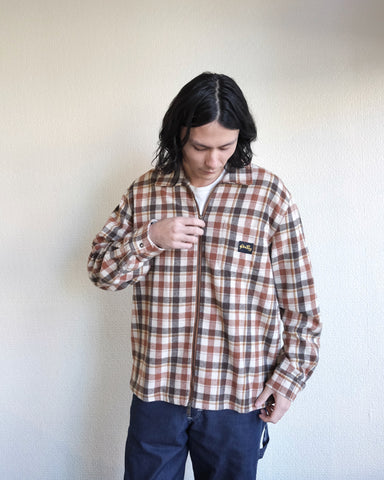 Zip Shirt, Tan Plaid