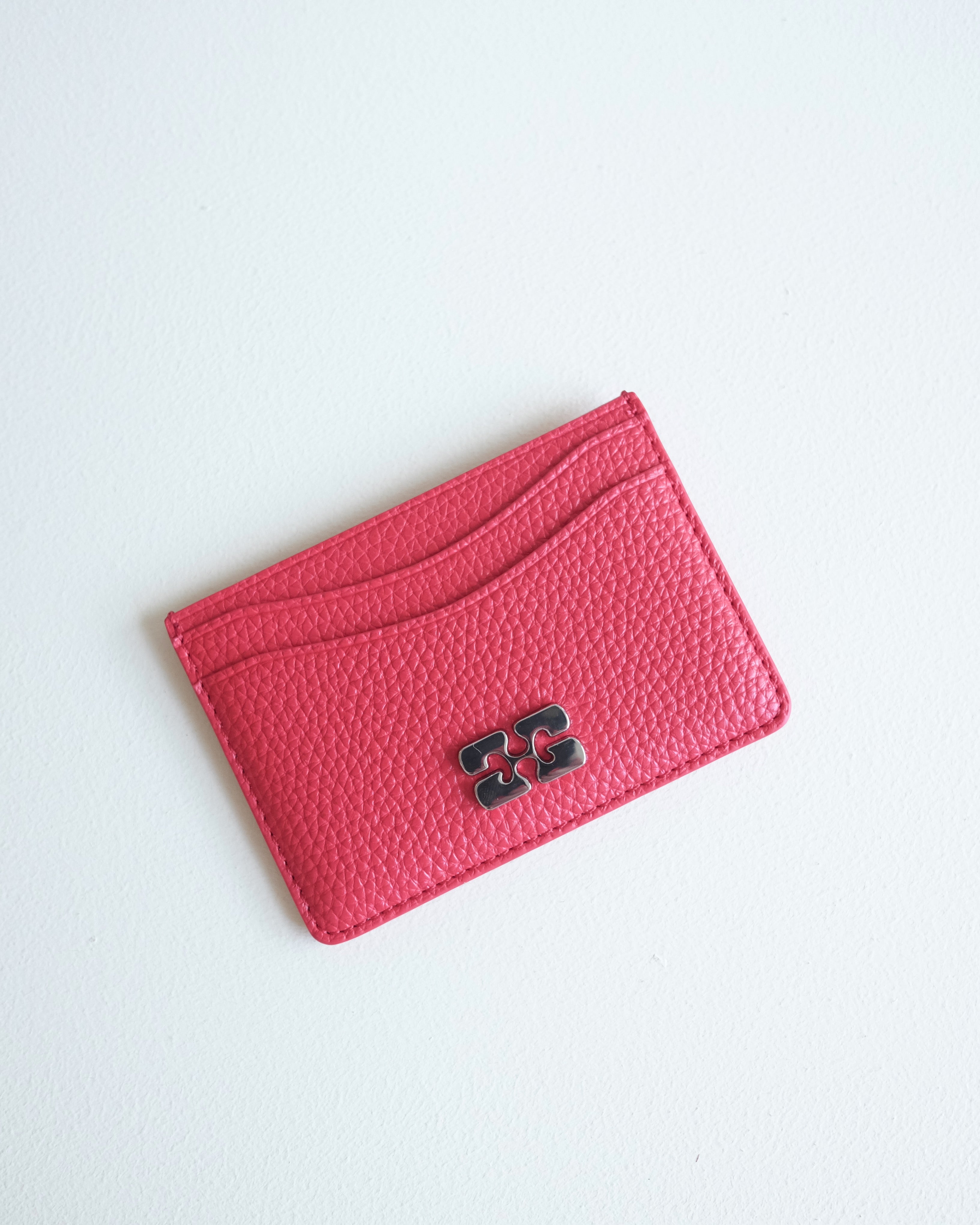 Ganni Bou Card Holder, Grained Red