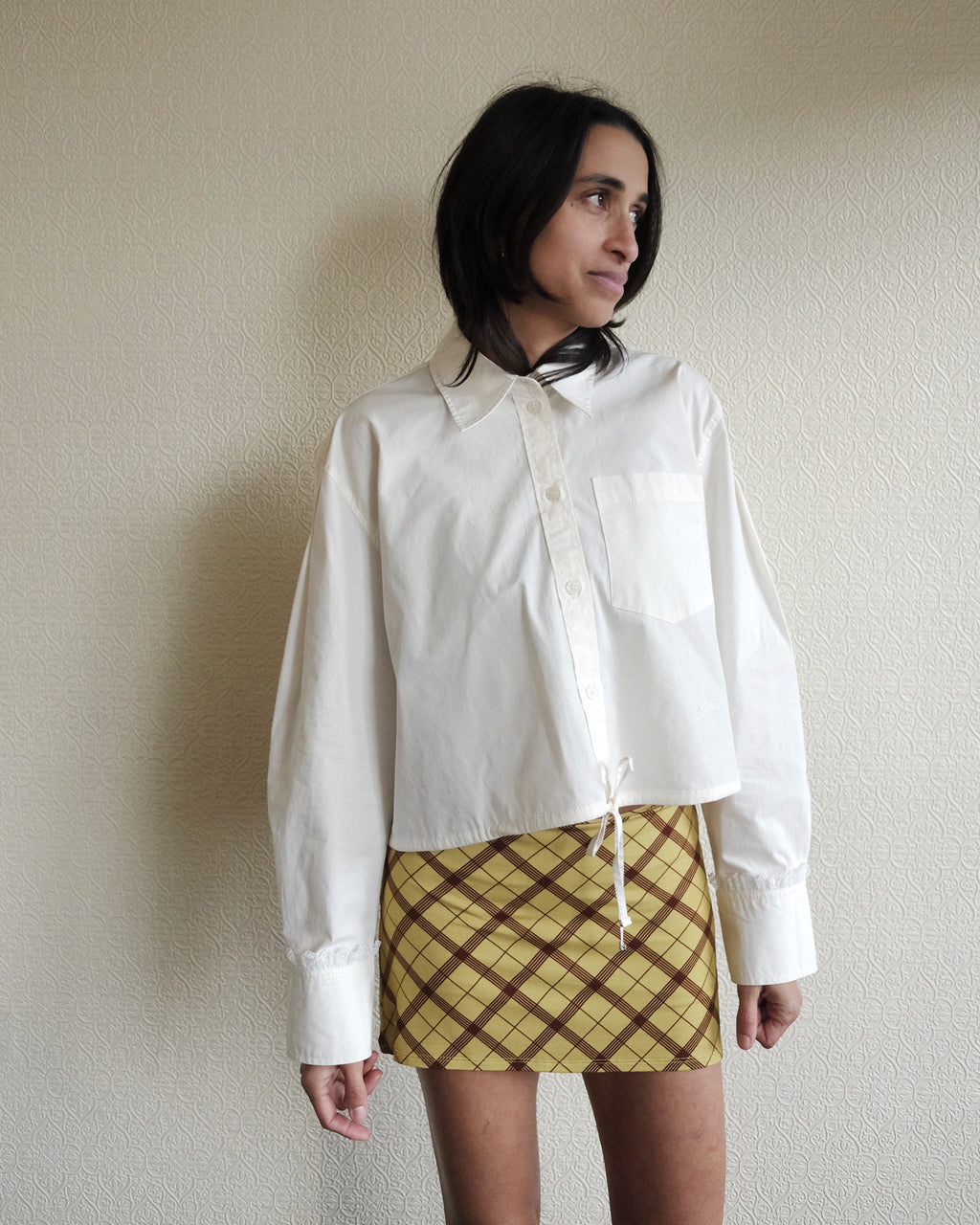 Lace Detail Bowling Shirt, White