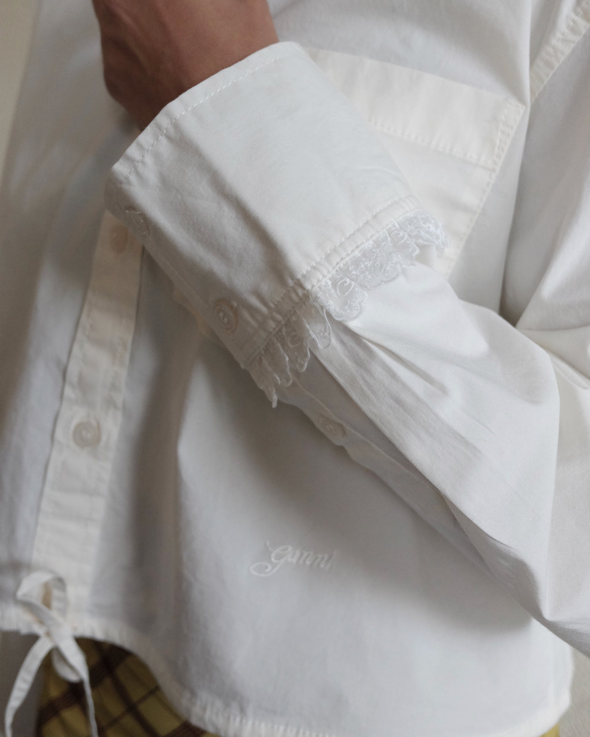 Lace Detail Bowling Shirt, White