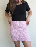 Split Popcorn Mini Skirt, Blush Berry
