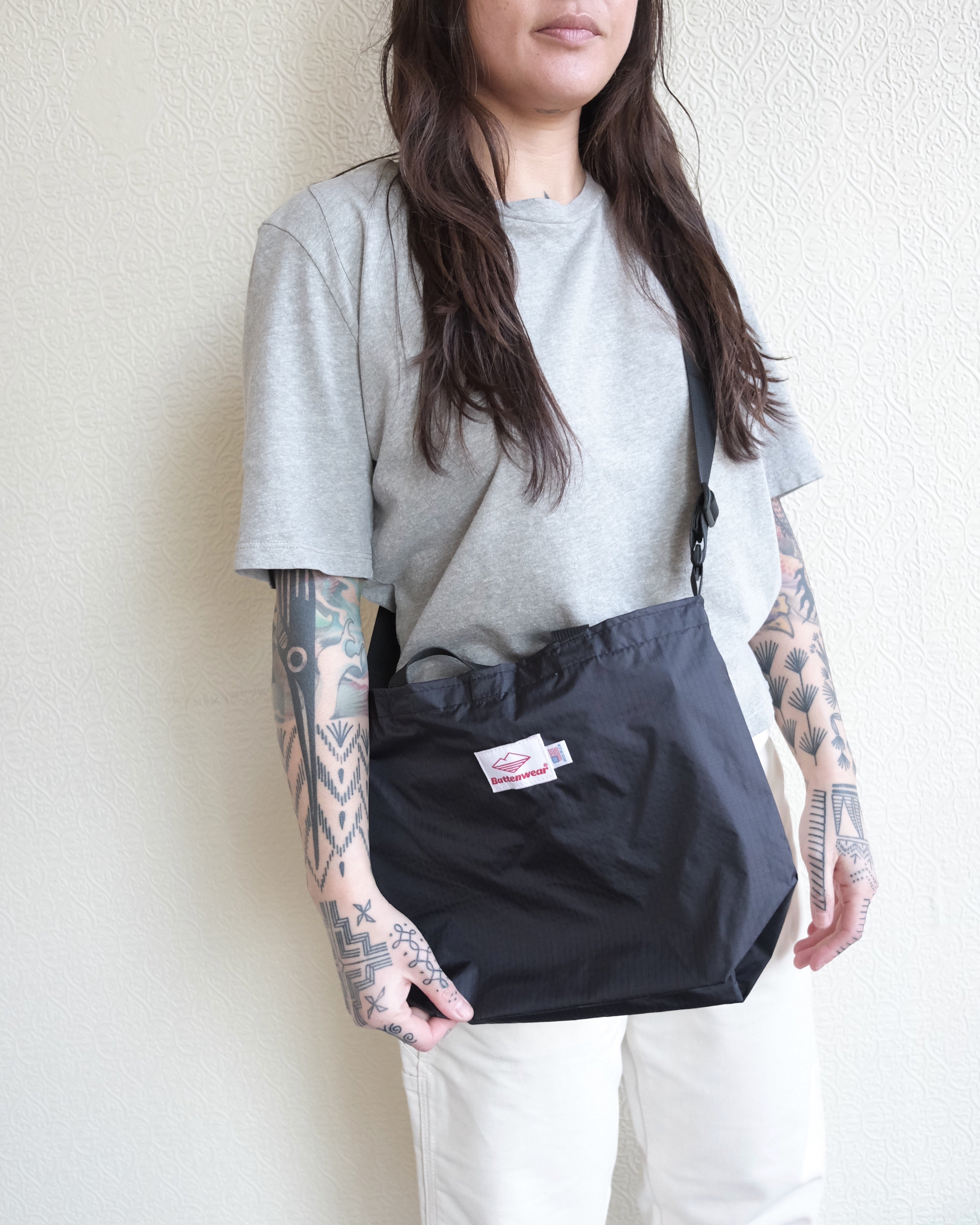 Battenwear Mini Packable Tote, Black / Black