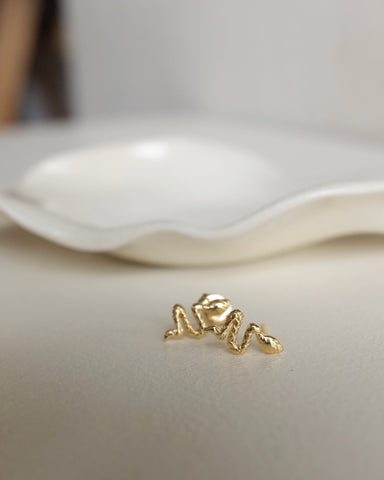 Tiny Serpent Earrings, 24k gold plate