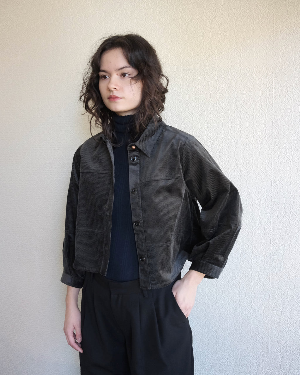 Leotown Overshirt, Charcoal Corduroy