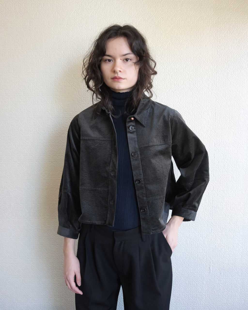 Leotown Overshirt, Charcoal Corduroy