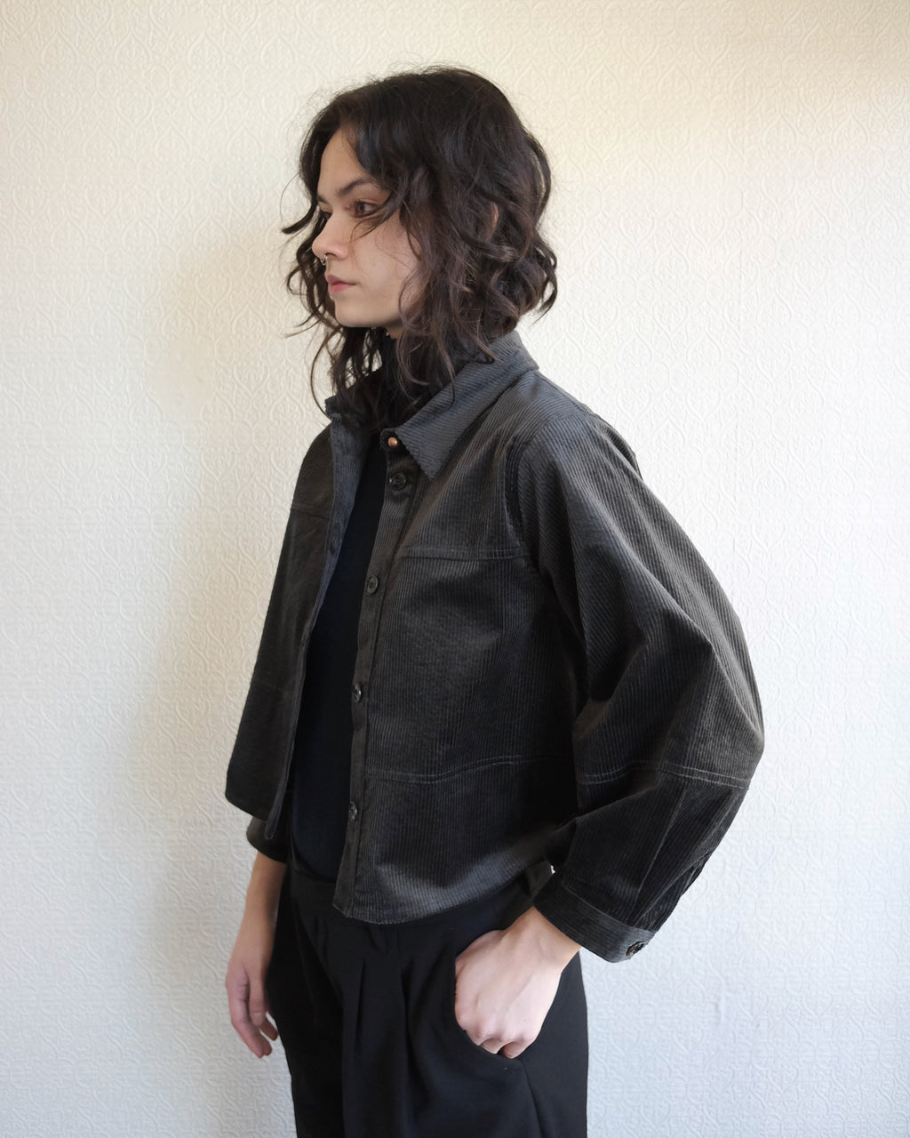Leotown Overshirt, Charcoal Corduroy