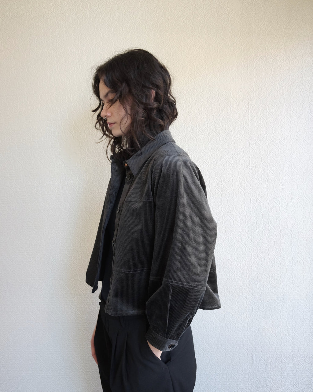 Leotown Overshirt, Charcoal Corduroy