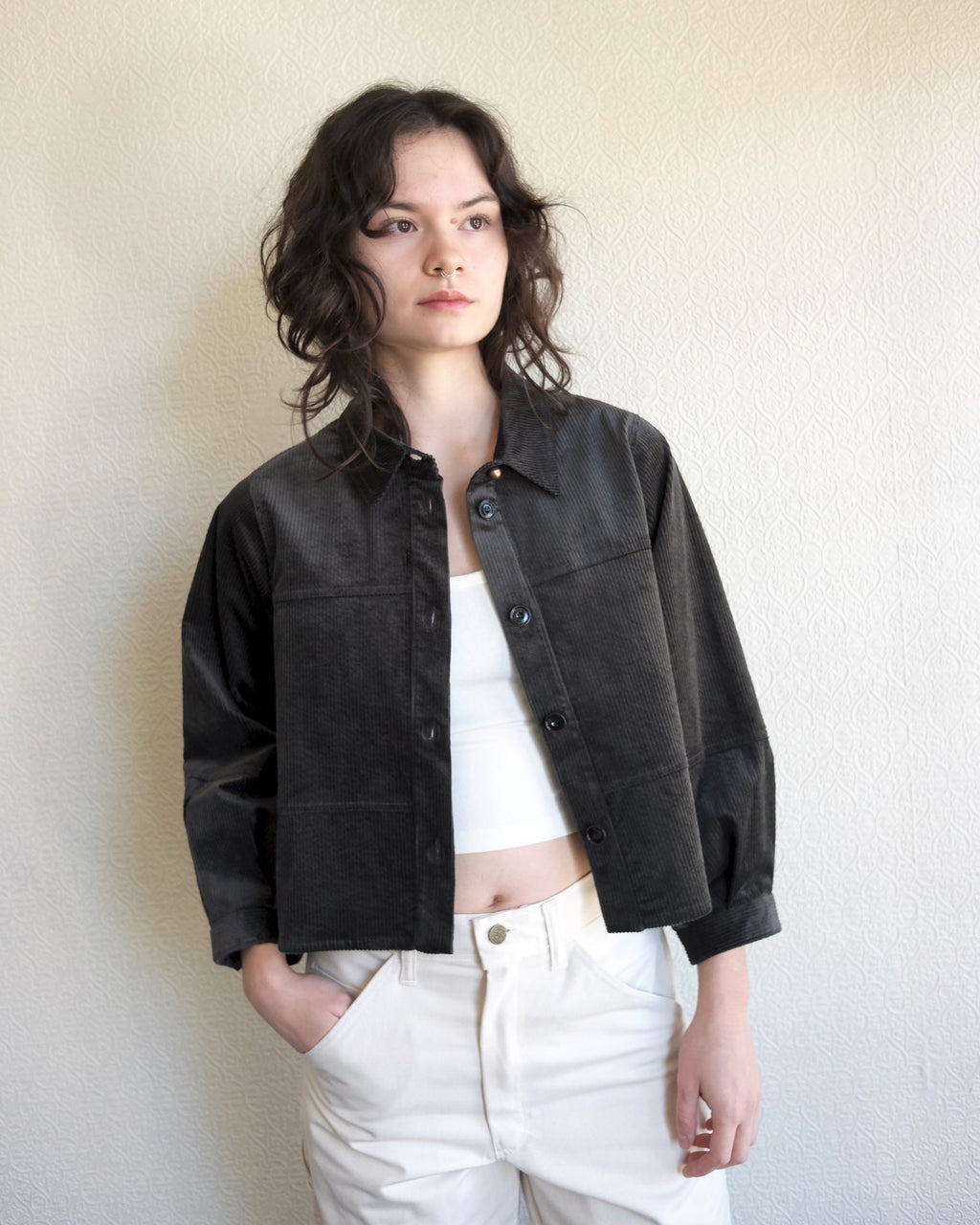 Leotown Overshirt, Charcoal Corduroy