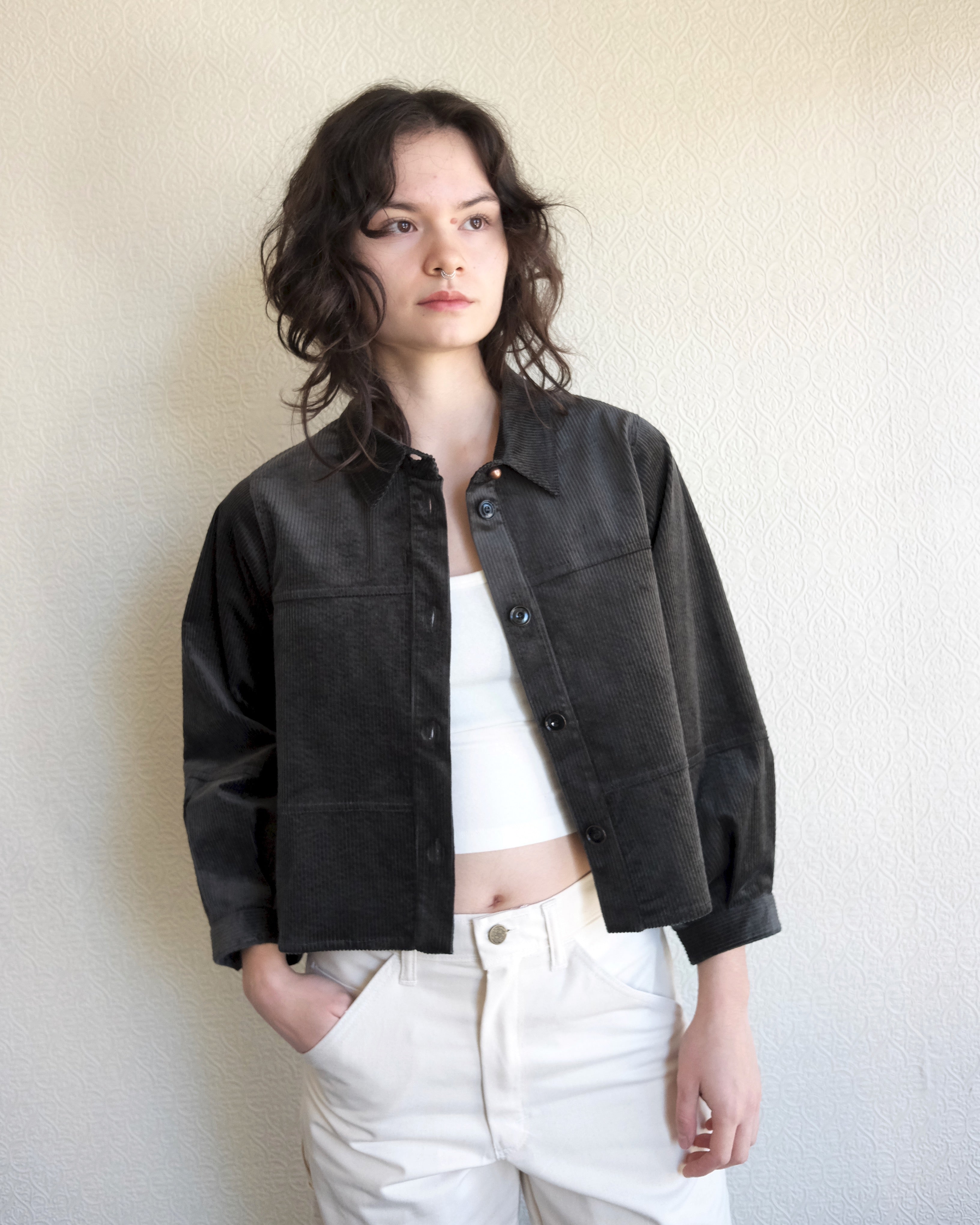 Leotown Overshirt, Charcoal Corduroy