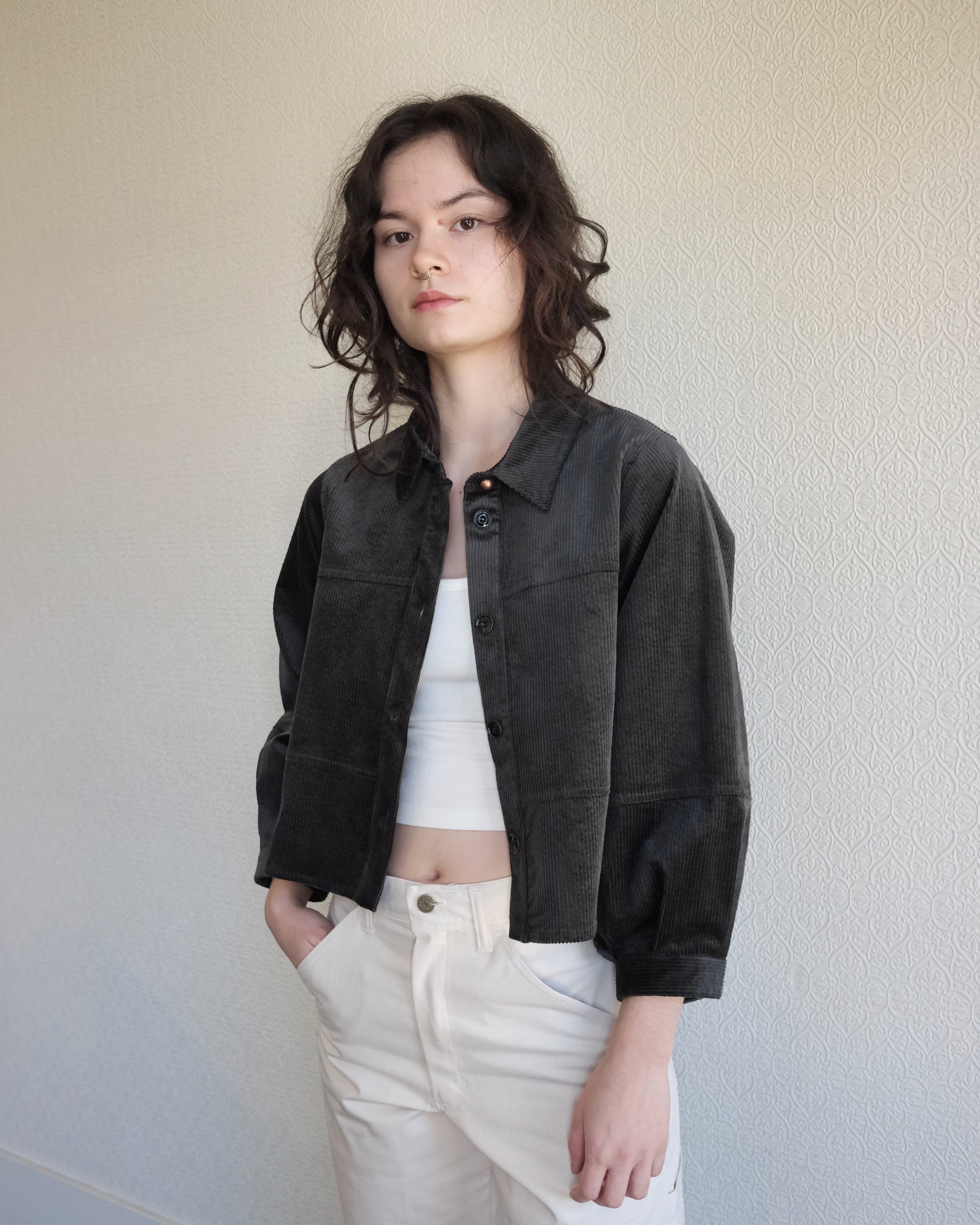 Leotown Overshirt, Charcoal Corduroy