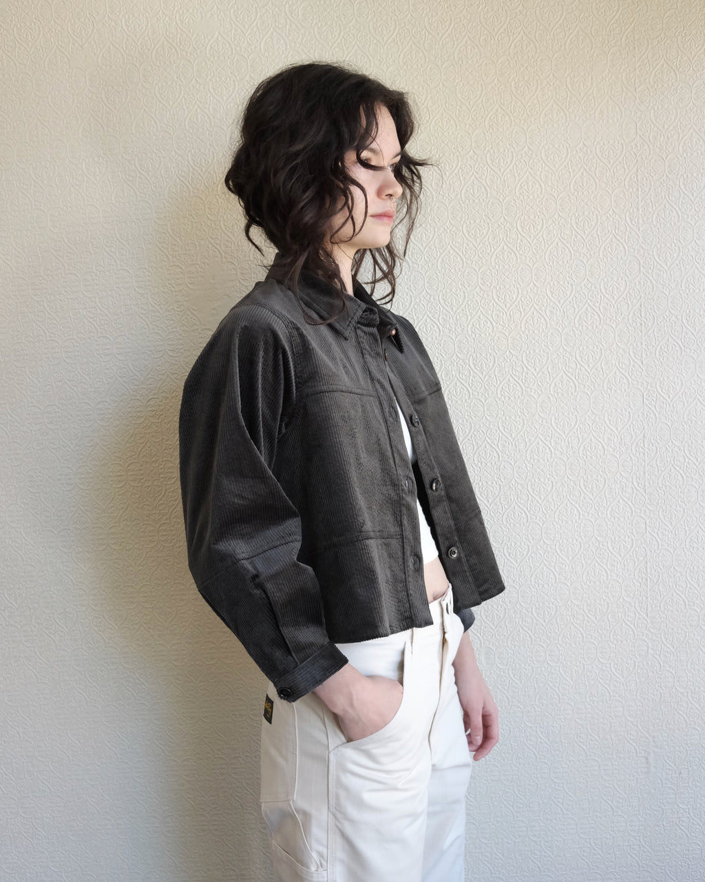 Leotown Overshirt, Charcoal Corduroy