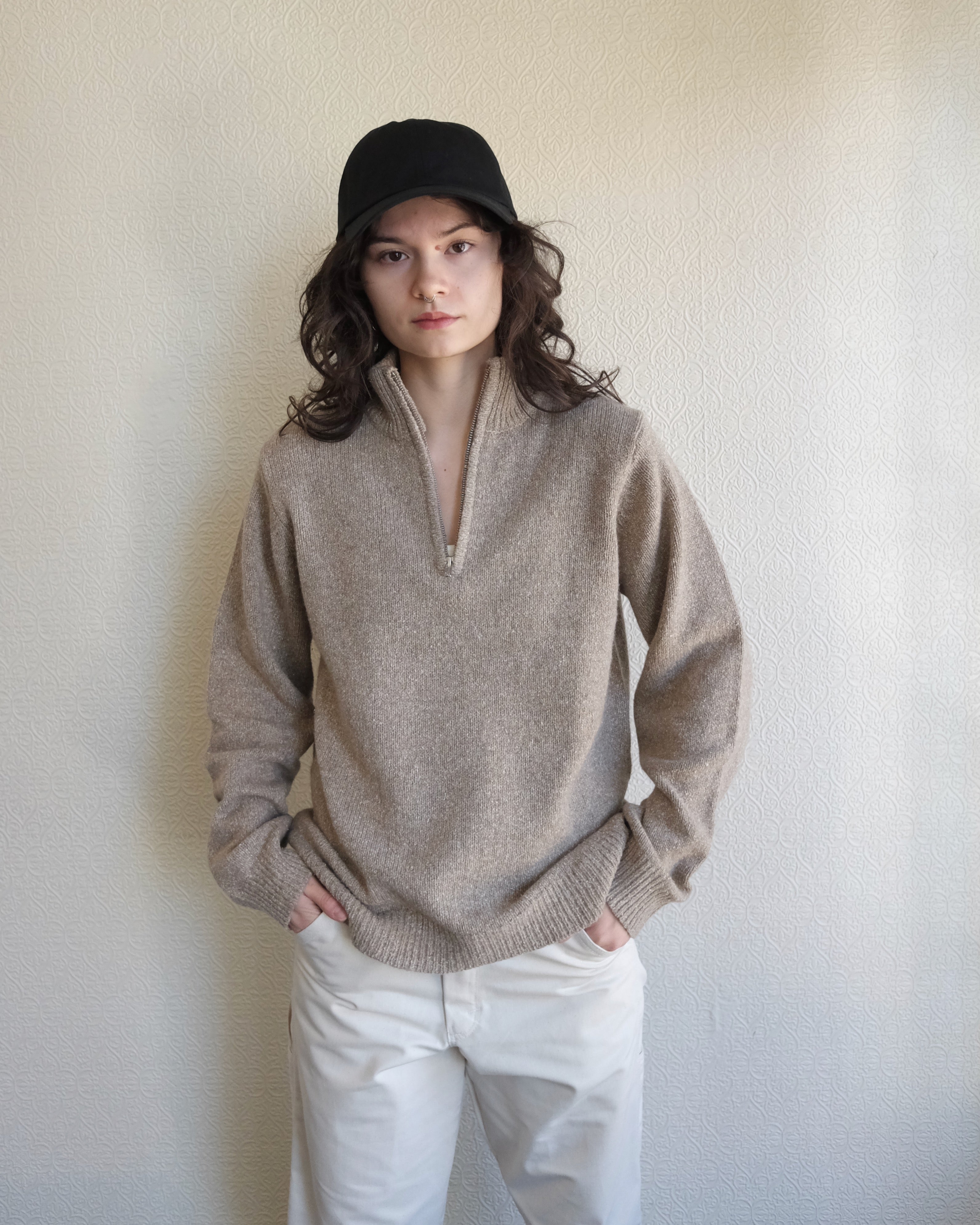 Viaan Wool Silk Sweater, Wheat