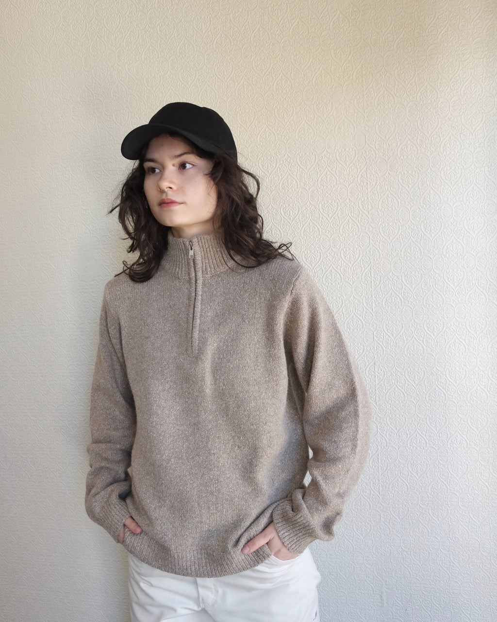 Viaan Wool Silk Sweater, Wheat