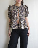 Cotton Poplin Peplum Top, Leopard