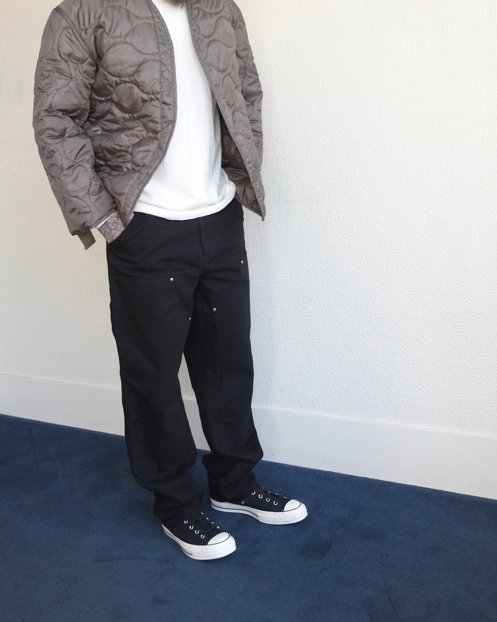 Double Knee Pant, Black Rinse