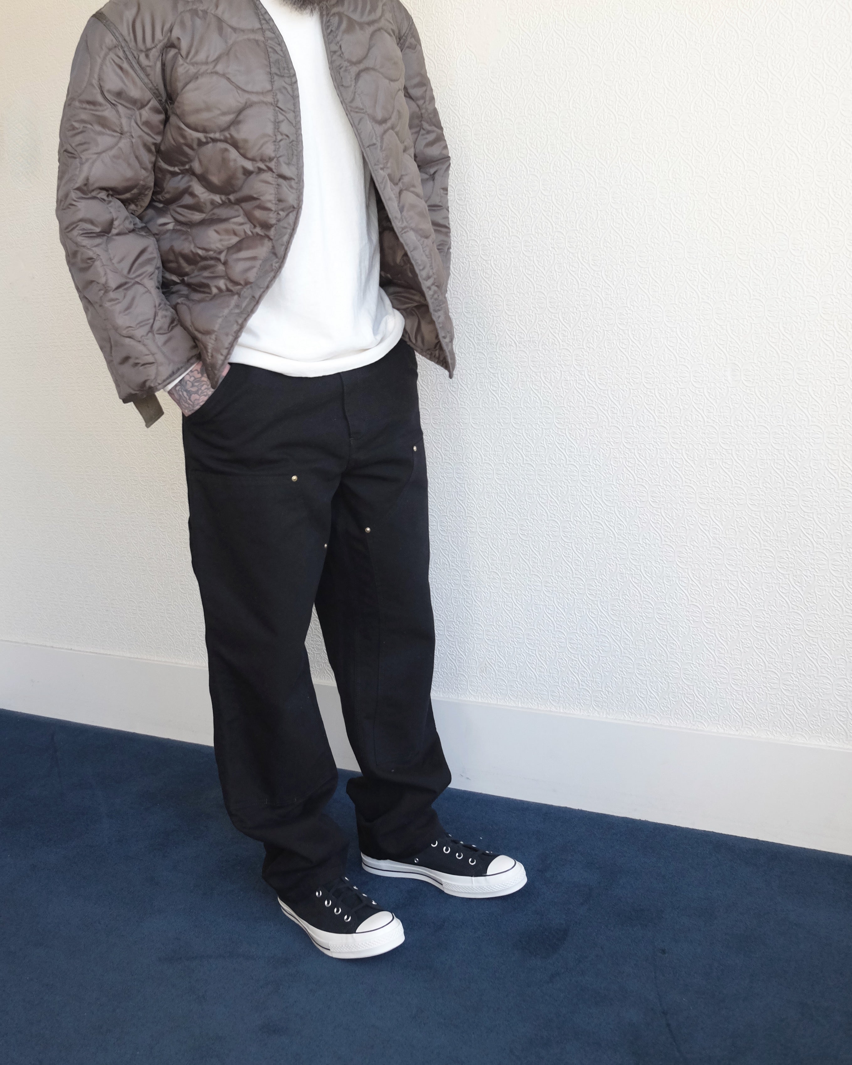 Double Knee Pant, Black Rinse