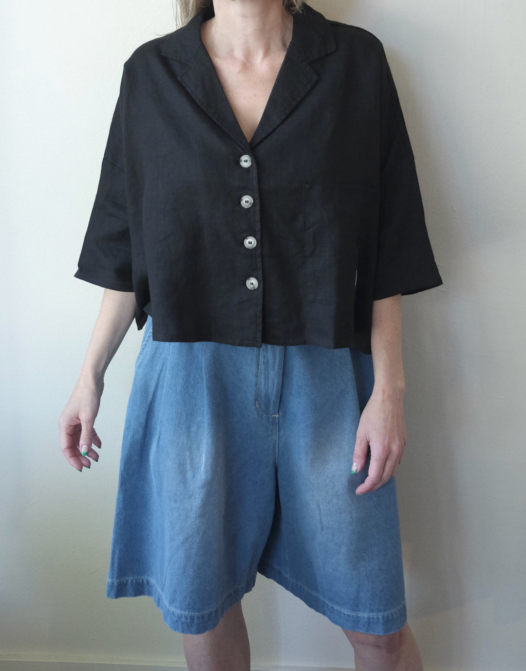 Maxim Shirt, Black Linen