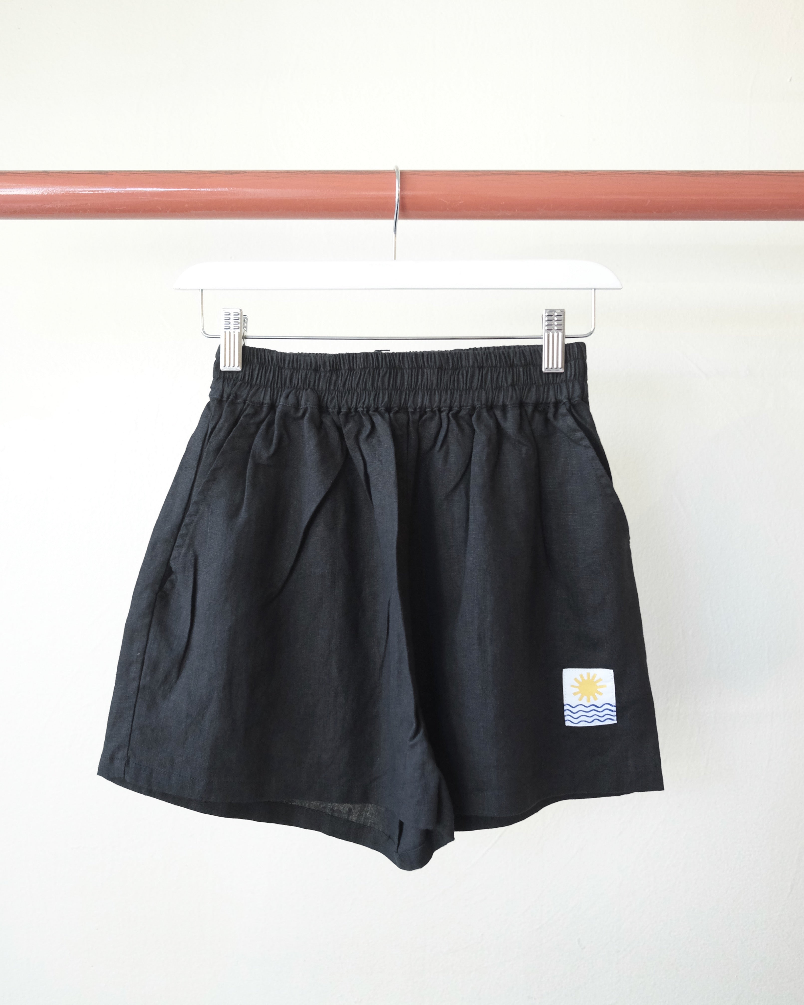 Linen Shorts, Black