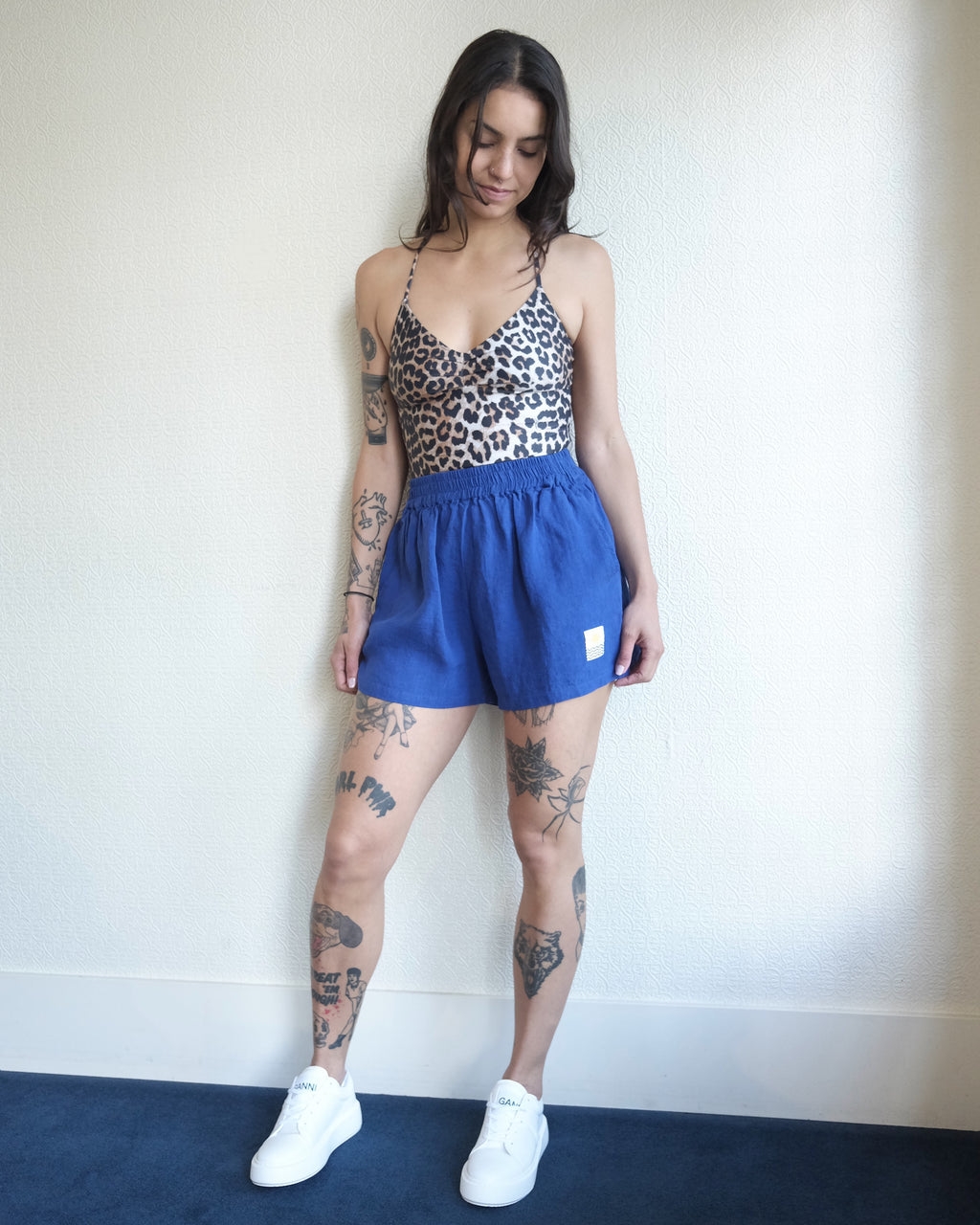 Linen Shorts, Cobalt Blue