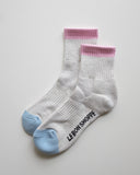 Girlfriend Short Socks, Color Block Grey Pink