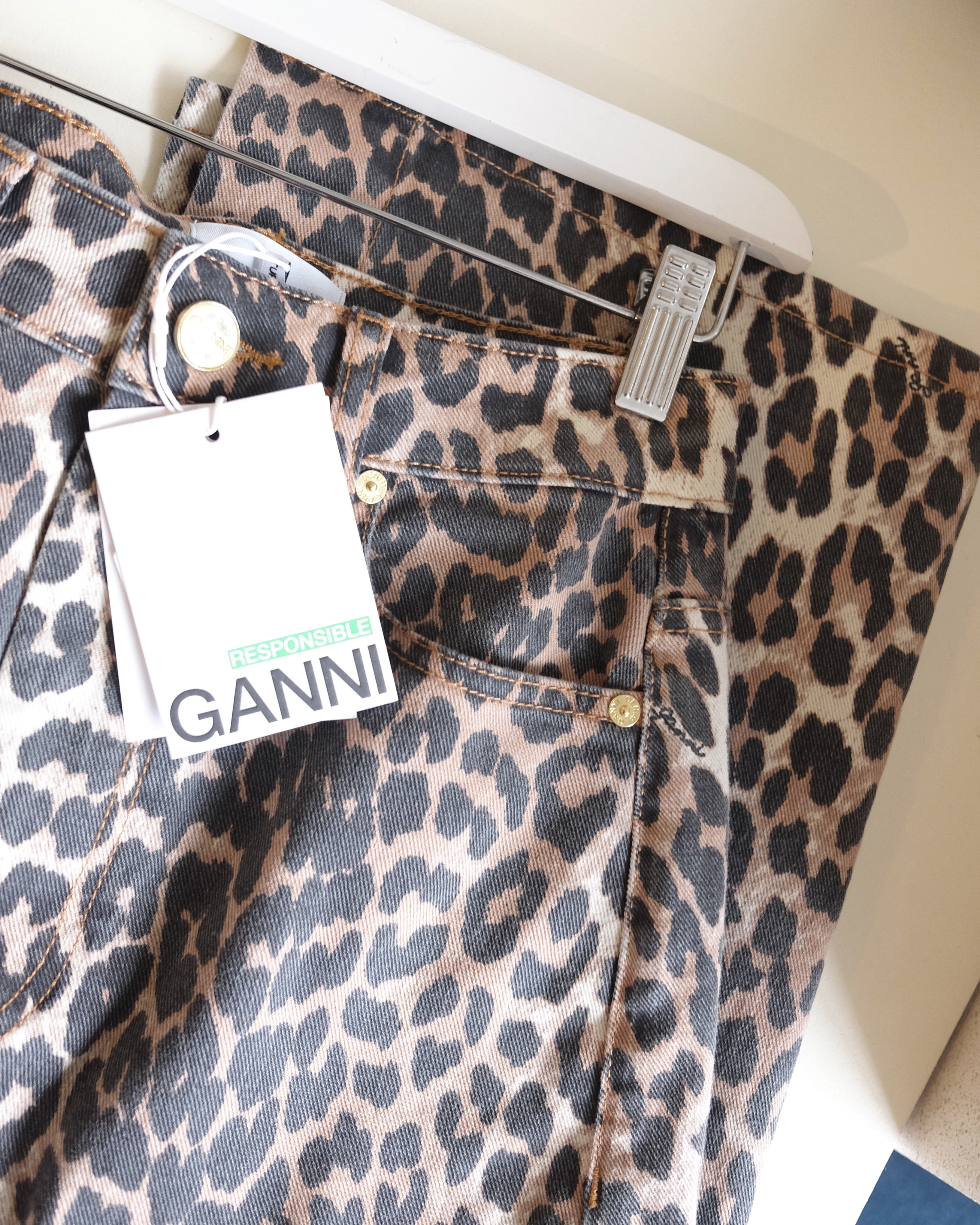 Leopard Denim Maxi Skirt