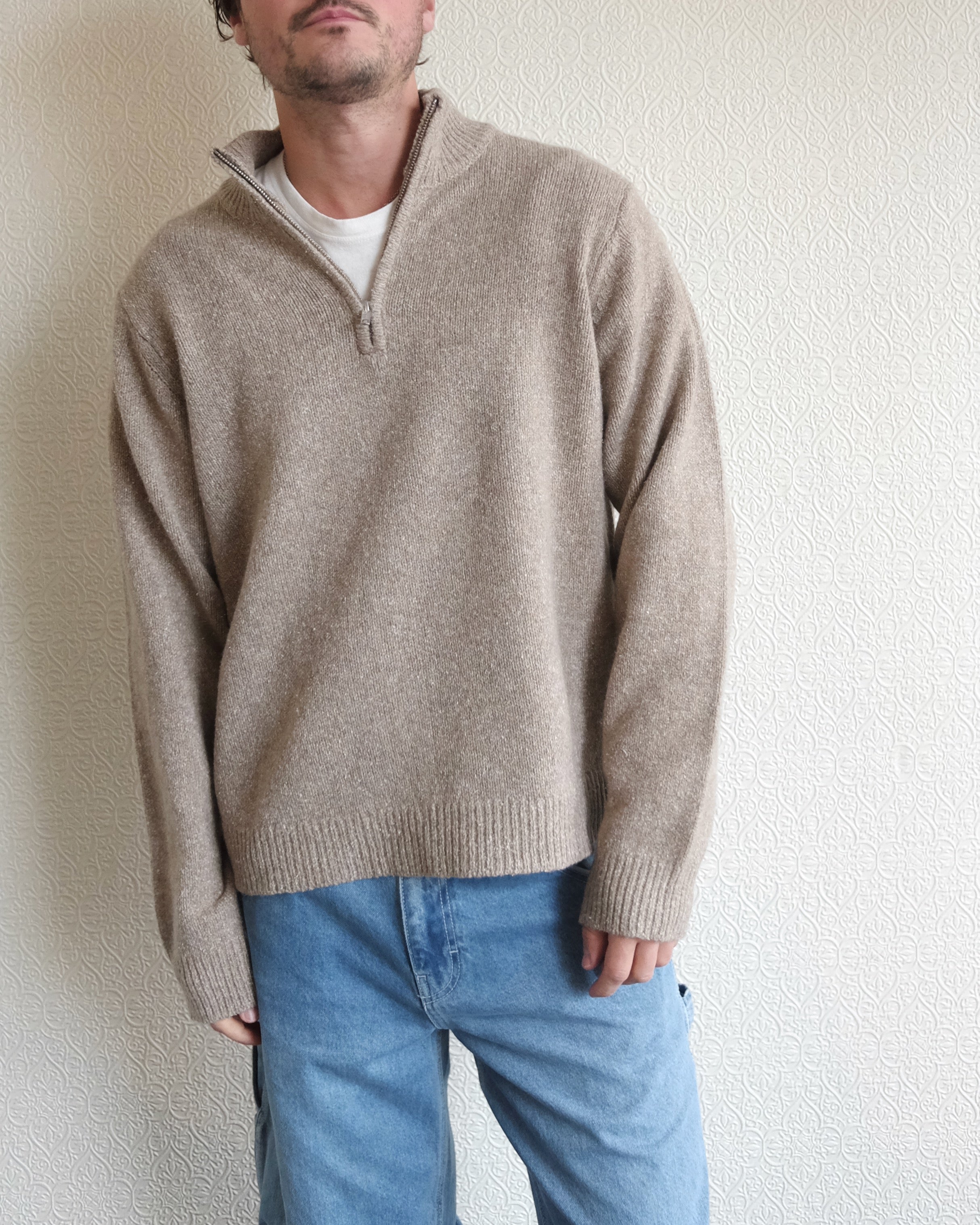 Viaan Wool Silk Sweater, Wheat