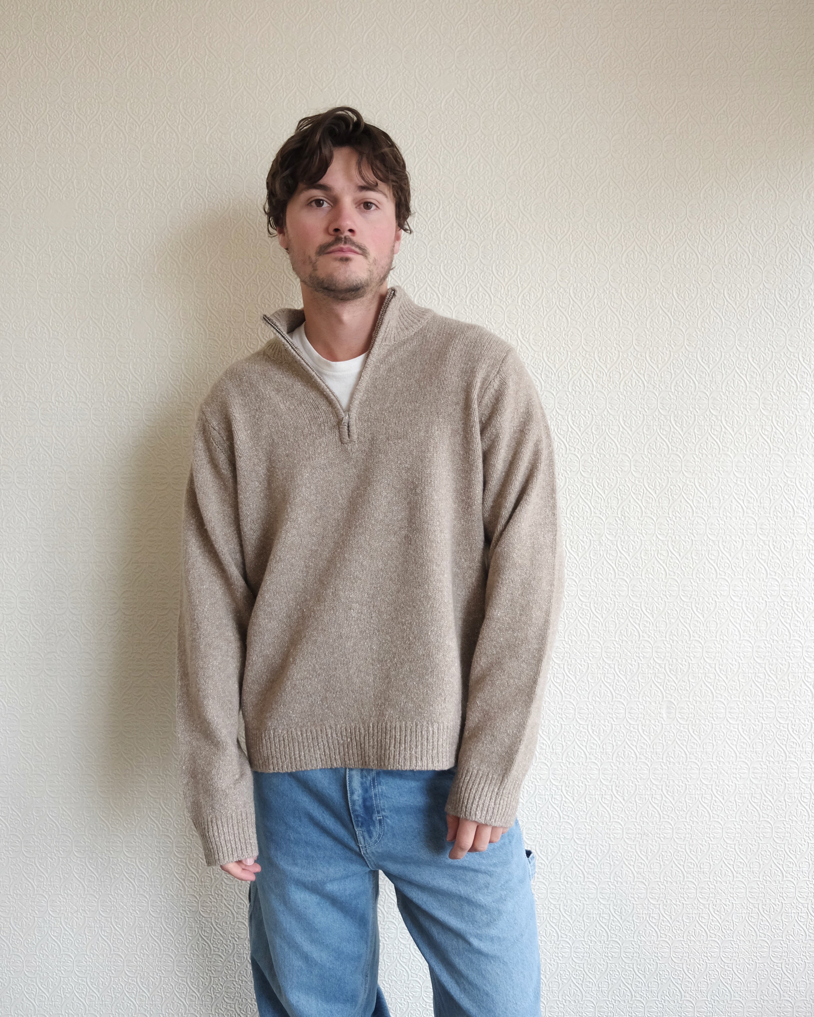 Viaan Wool Silk Sweater, Wheat