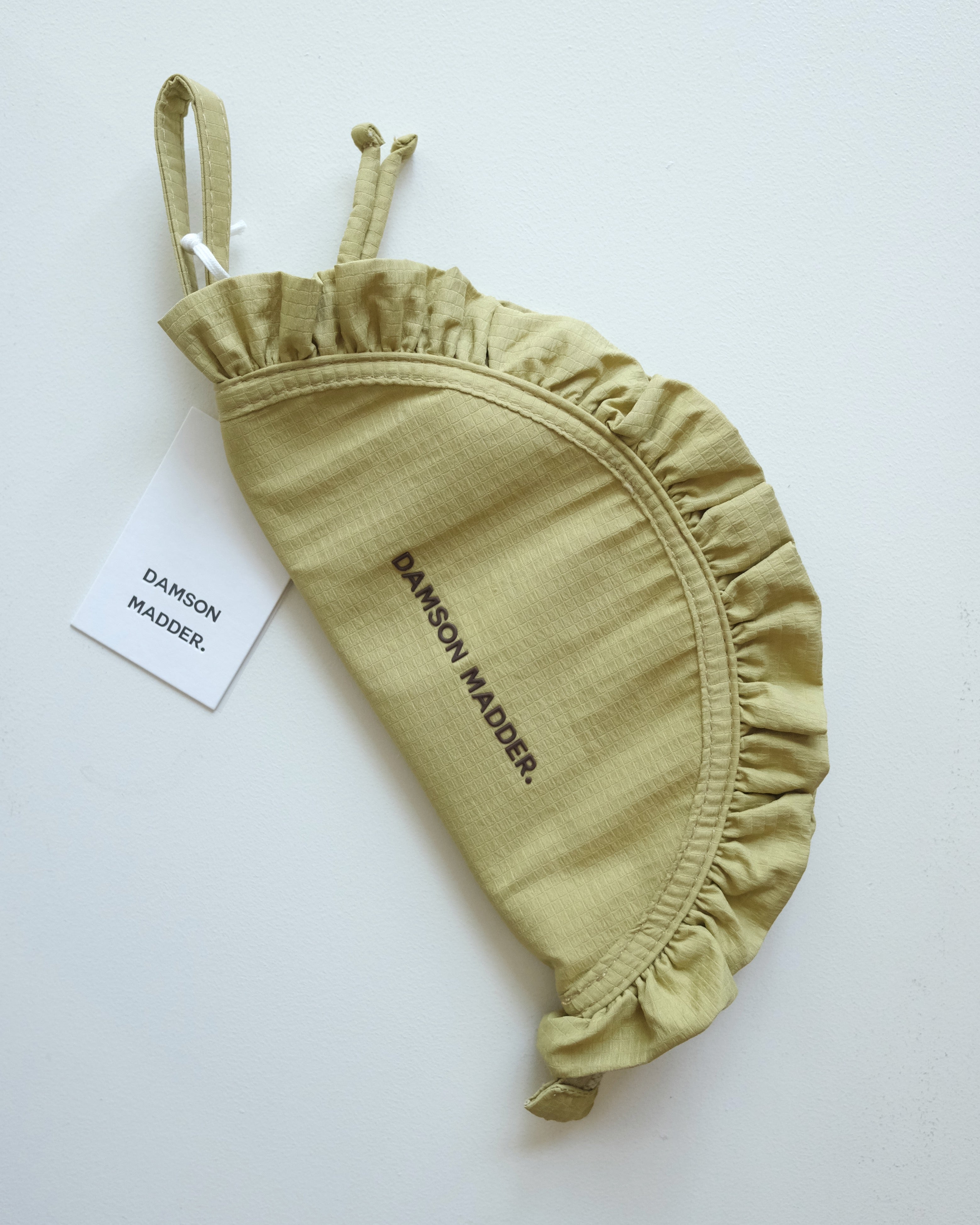 Ruffle Half Moon Makeup Bag, Celery