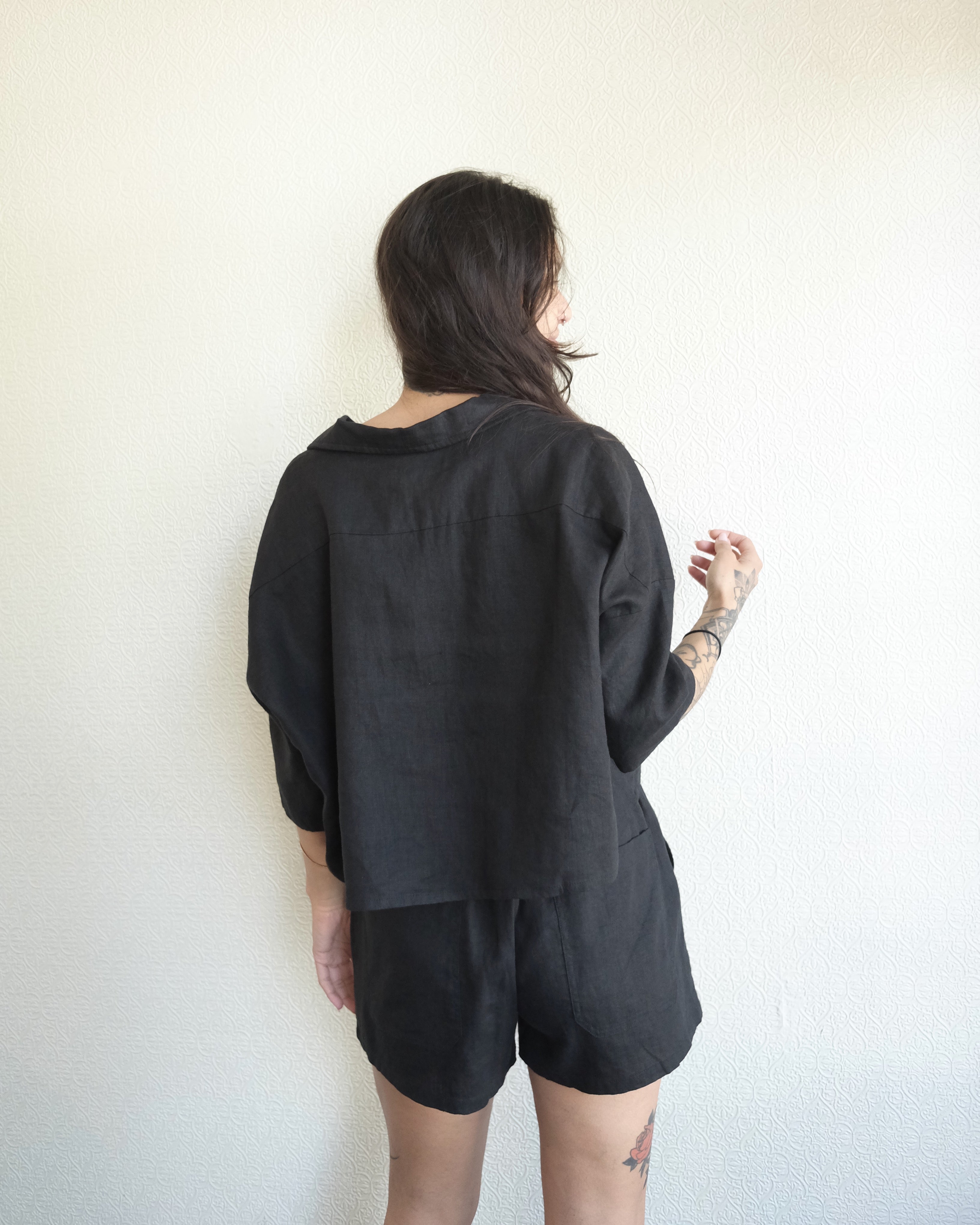 Linen Shorts, Black