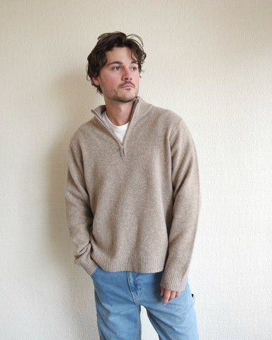 Viaan Wool Silk Sweater, Wheat