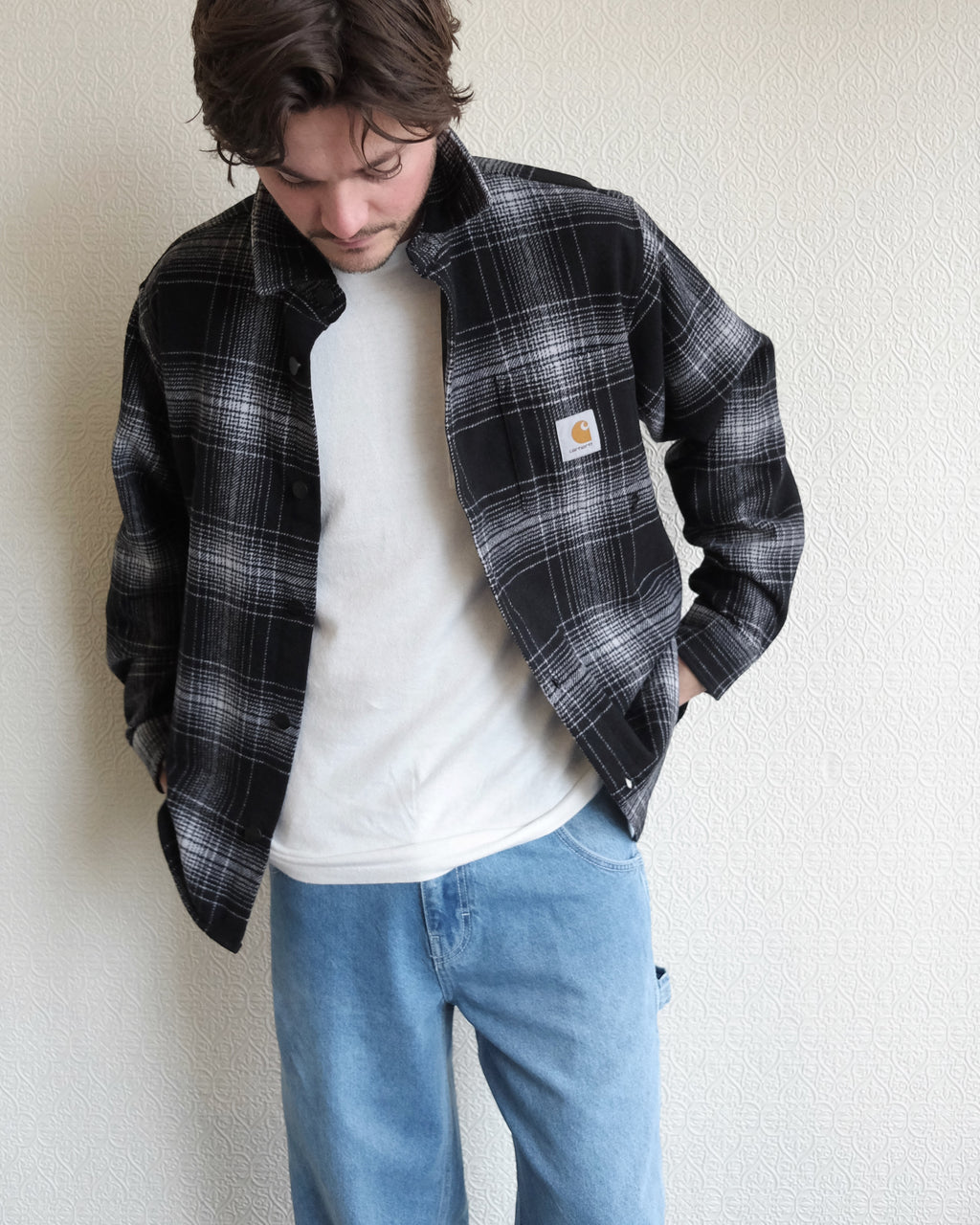 Brennan Shirt Jacket, Black Plaid