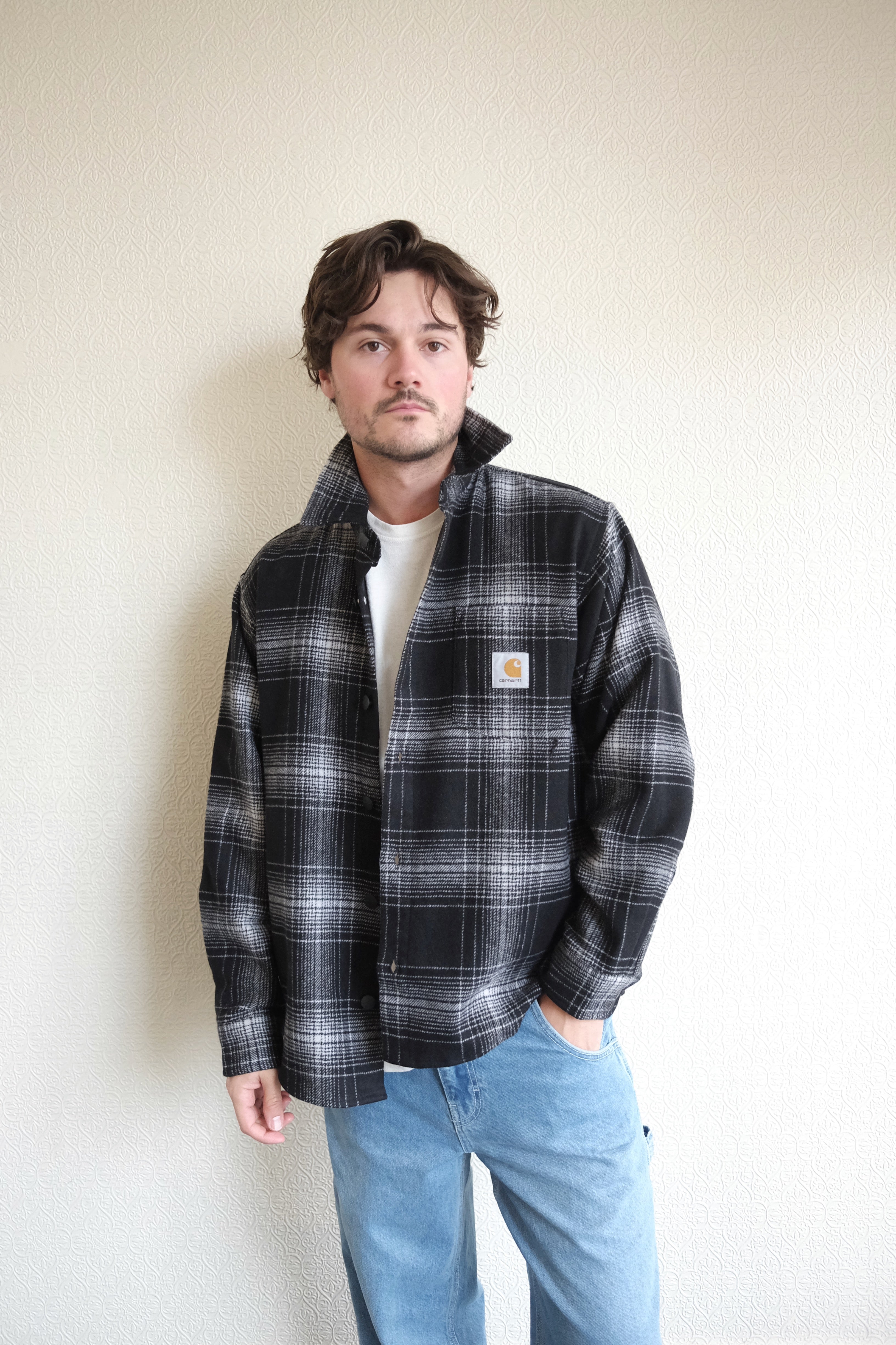 Brennan Shirt Jacket, Black Plaid