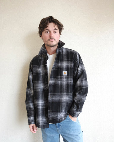 Brennan Shirt Jacket, Black Plaid
