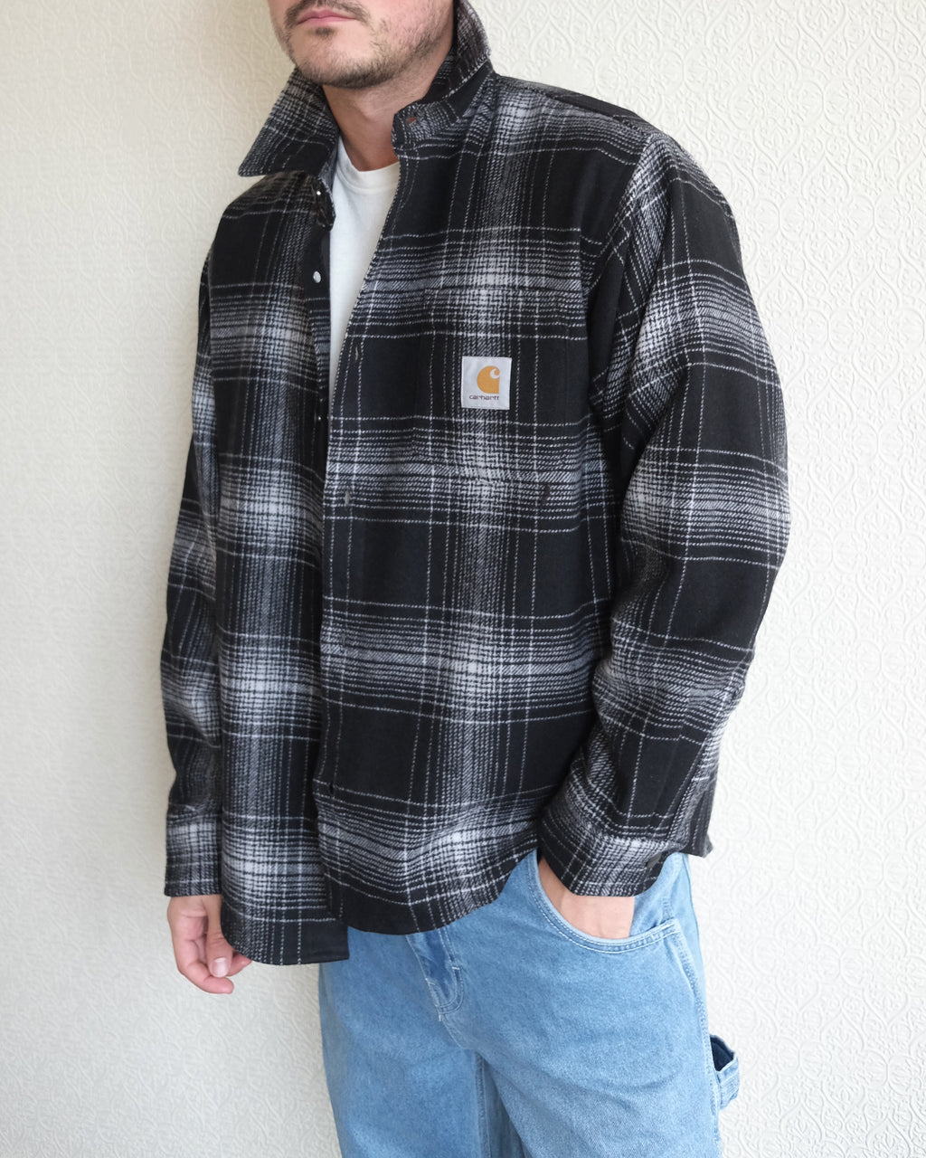 Brennan Shirt Jacket, Black Plaid