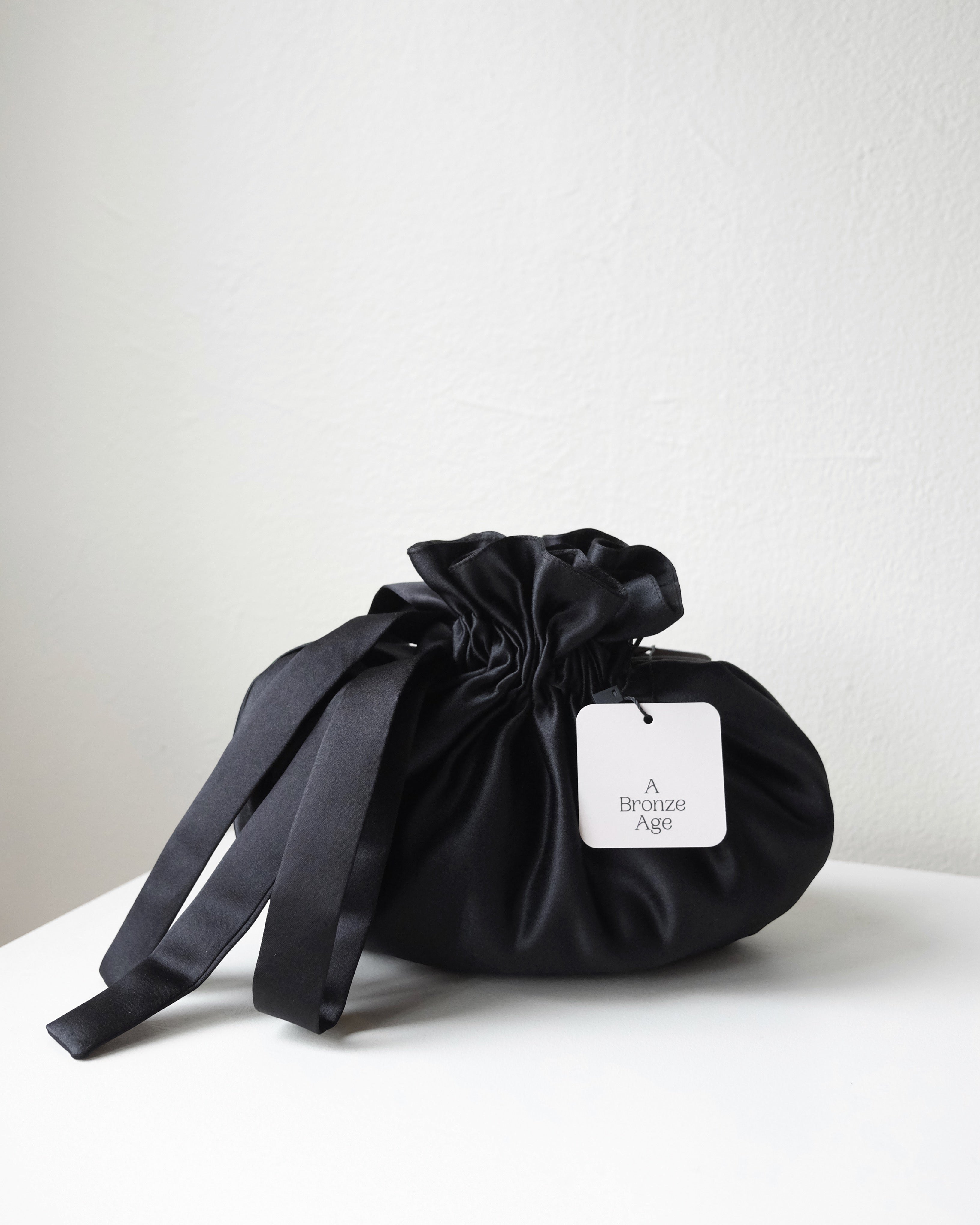 Dumpling Bag, Black Satin