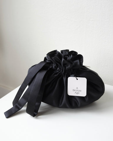 Dumpling Bag, Black Satin