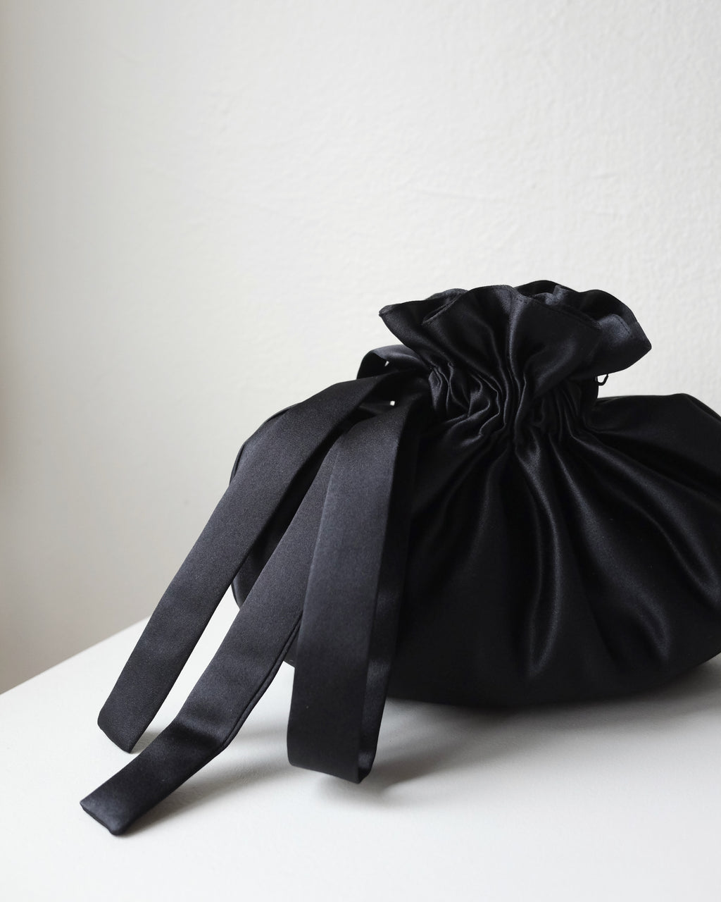 Dumpling Bag, Black Satin