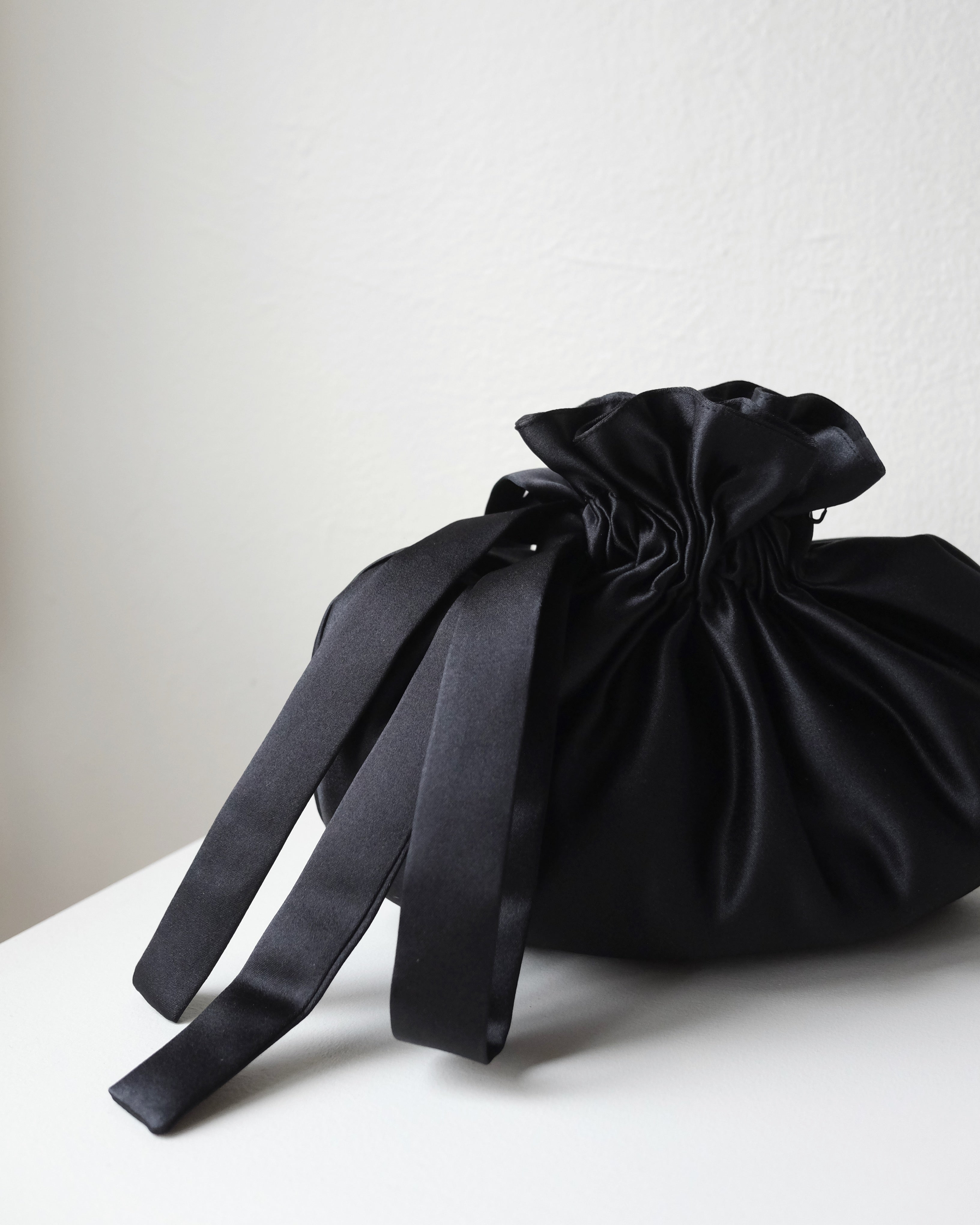 Dumpling Bag, Black Satin