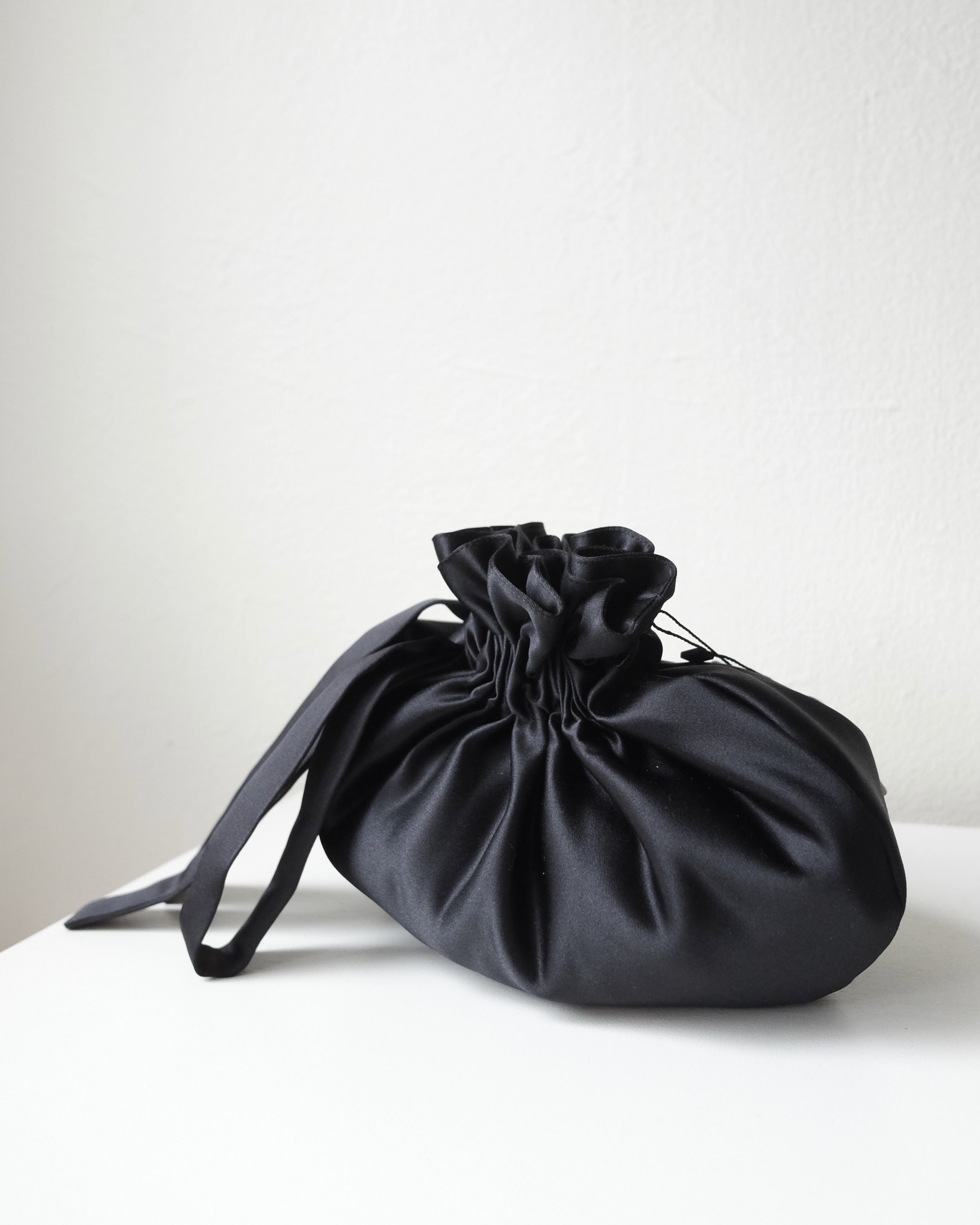 Dumpling Bag, Black Satin