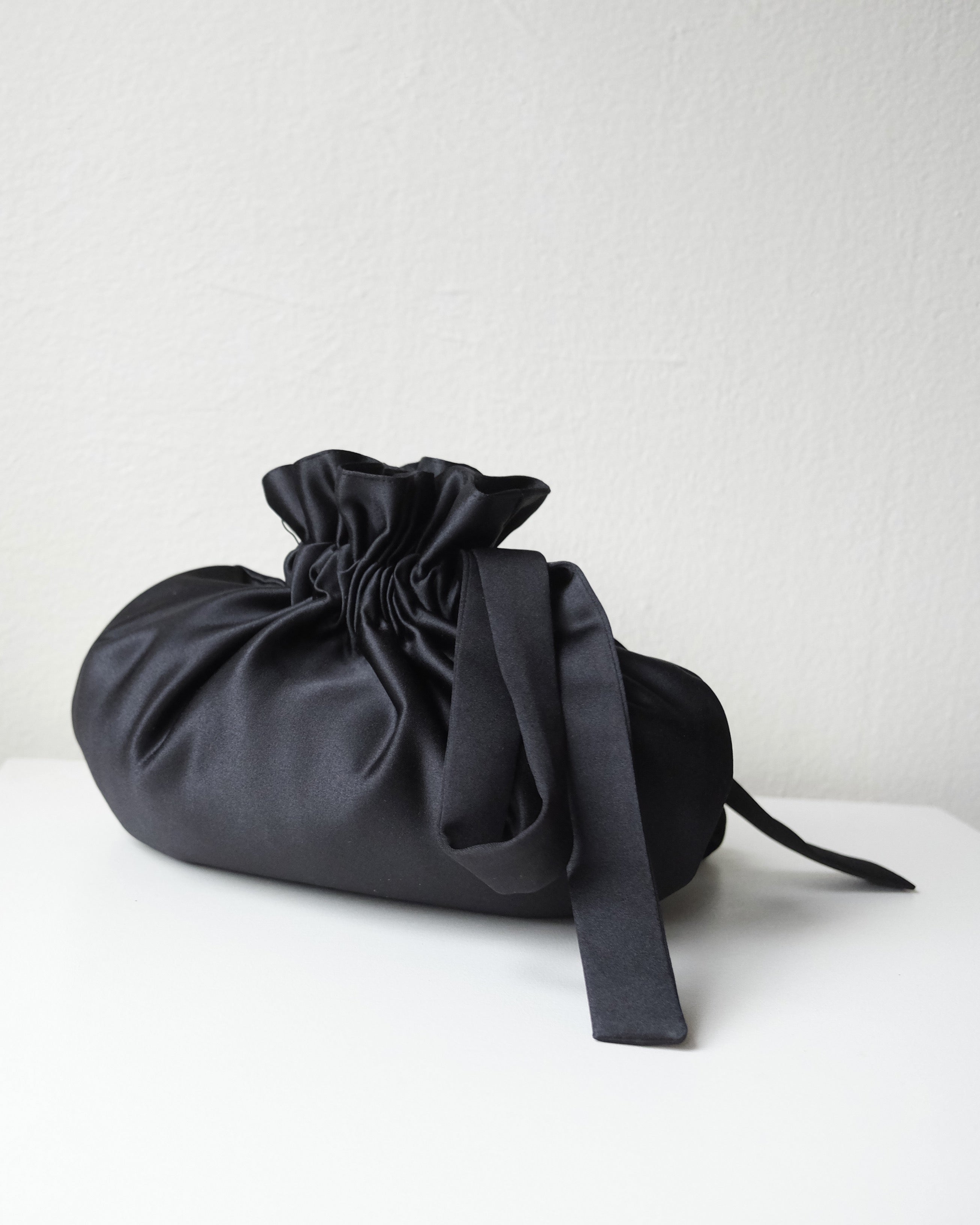 Dumpling Bag, Black Satin