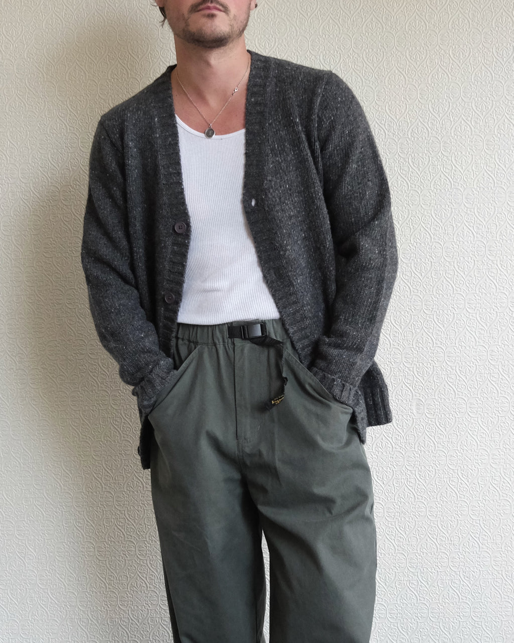 Cardigan Sweater, Black Fleck