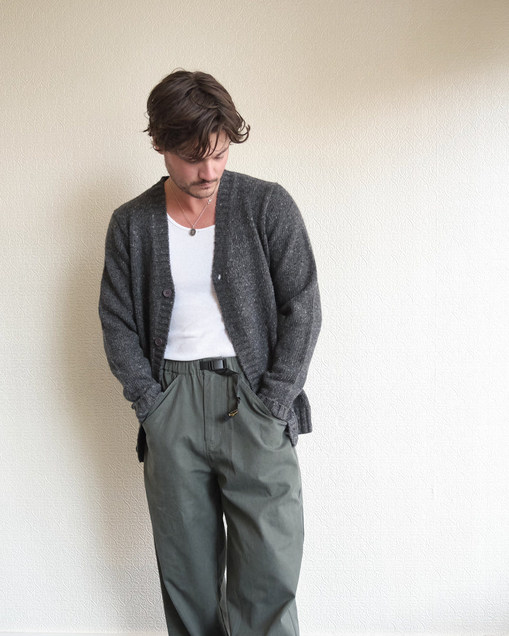 Cardigan Sweater, Black Fleck