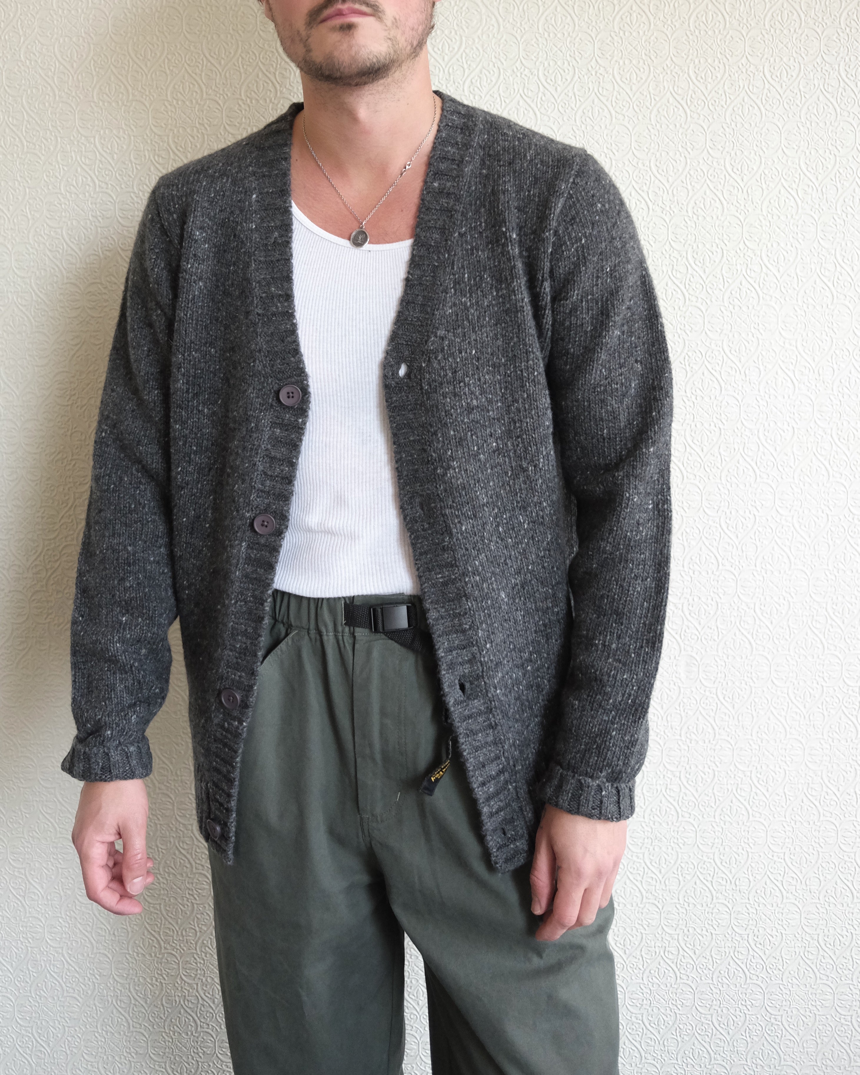Cardigan Sweater, Black Fleck