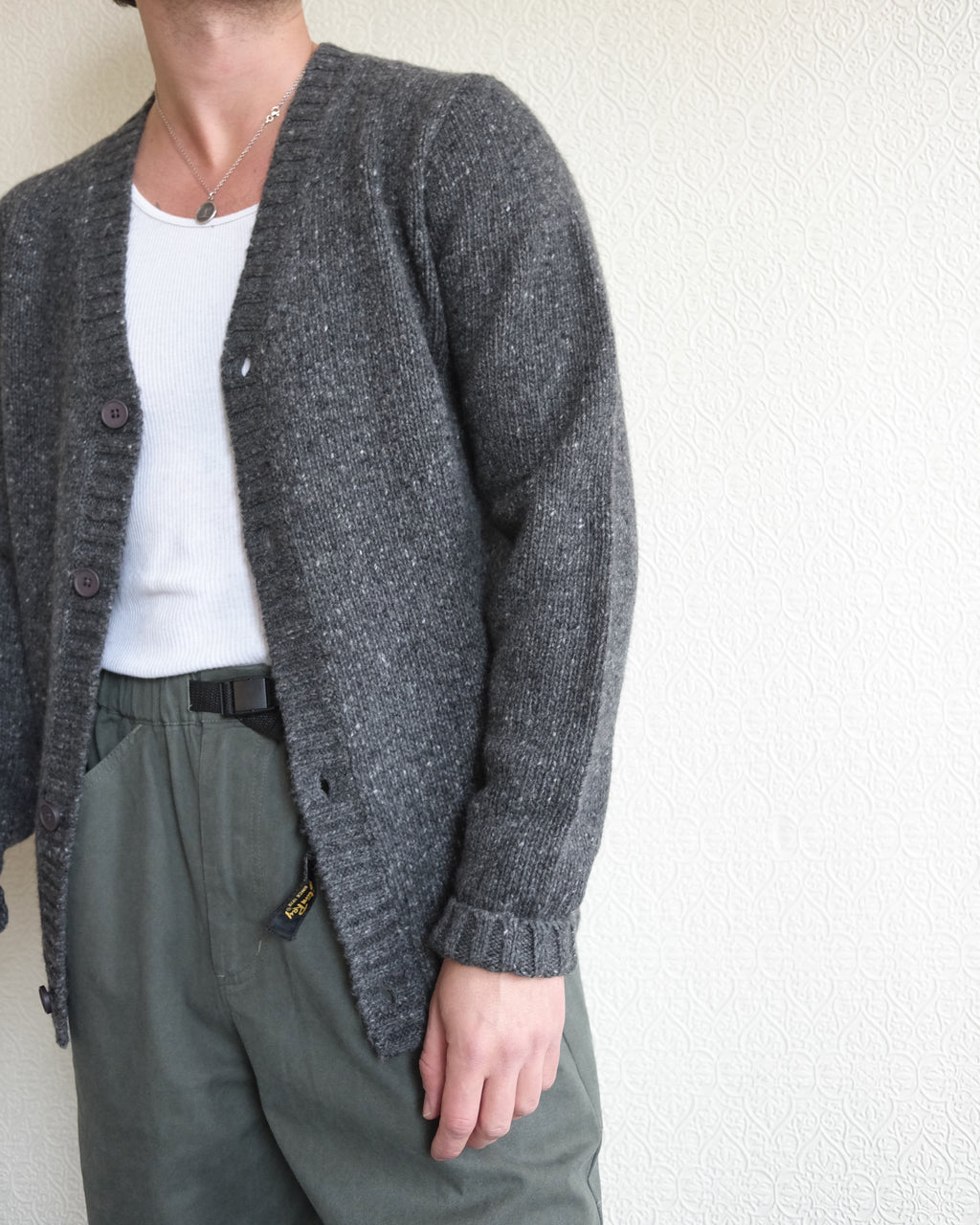 Cardigan Sweater, Black Fleck