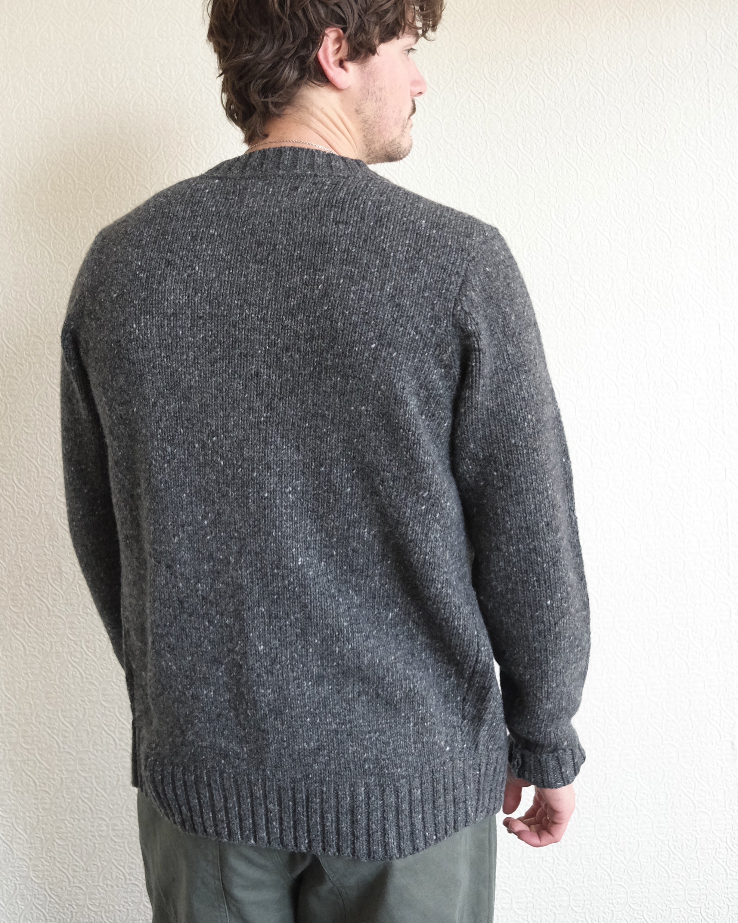 Cardigan Sweater, Black Fleck