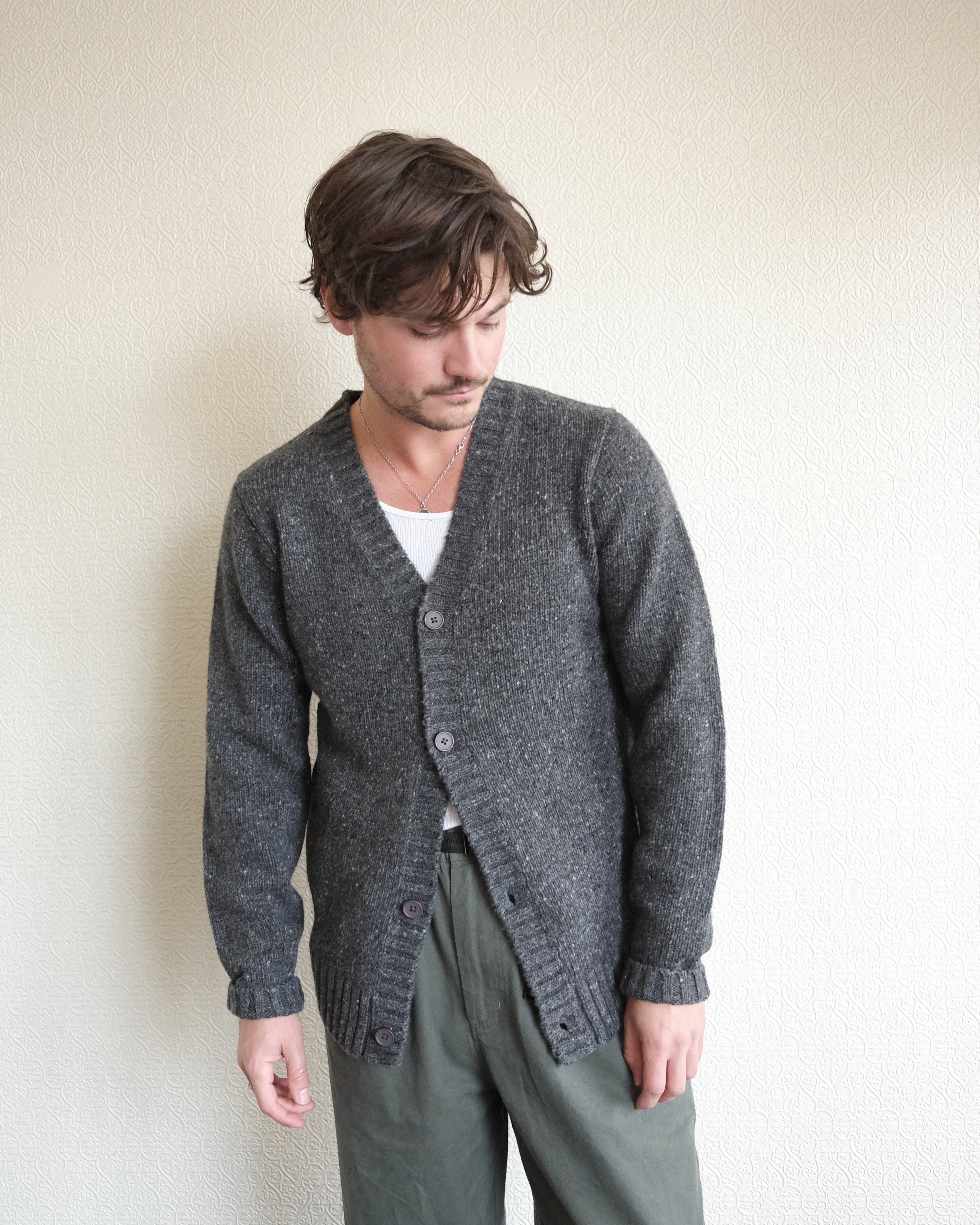 Cardigan Sweater, Black Fleck
